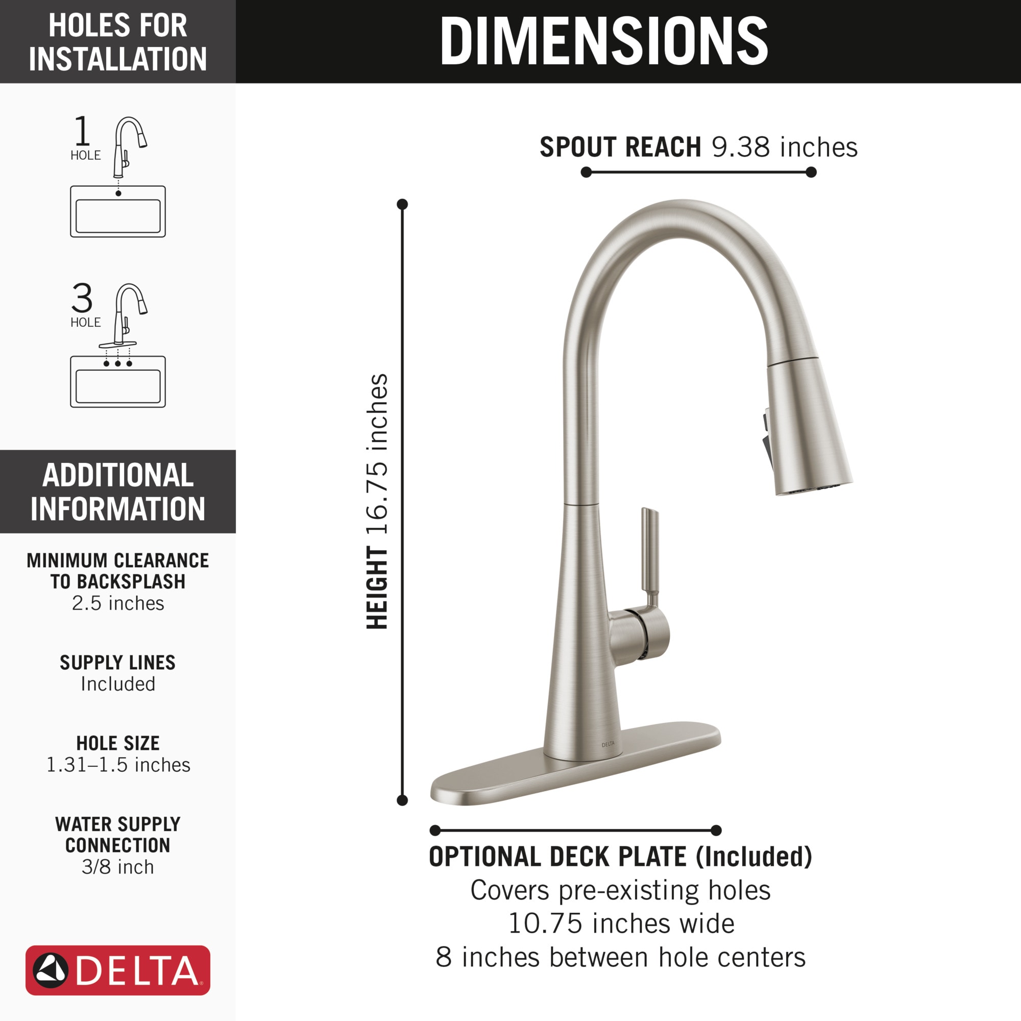 Delta Kylo Stainless Steel Single Handle Pull-down Kitchen Faucet With 