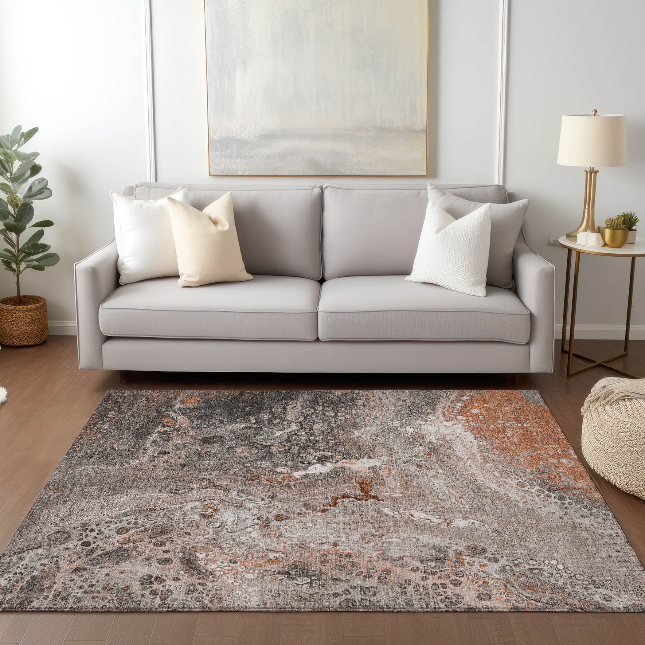 Addison Rugs ACN588TR8X10 Chantille ACN588TR 8 x 10 (ft) Polyester Terracotta Rectangular Indoor/Outdoor Abstract Machine washable Area rug
