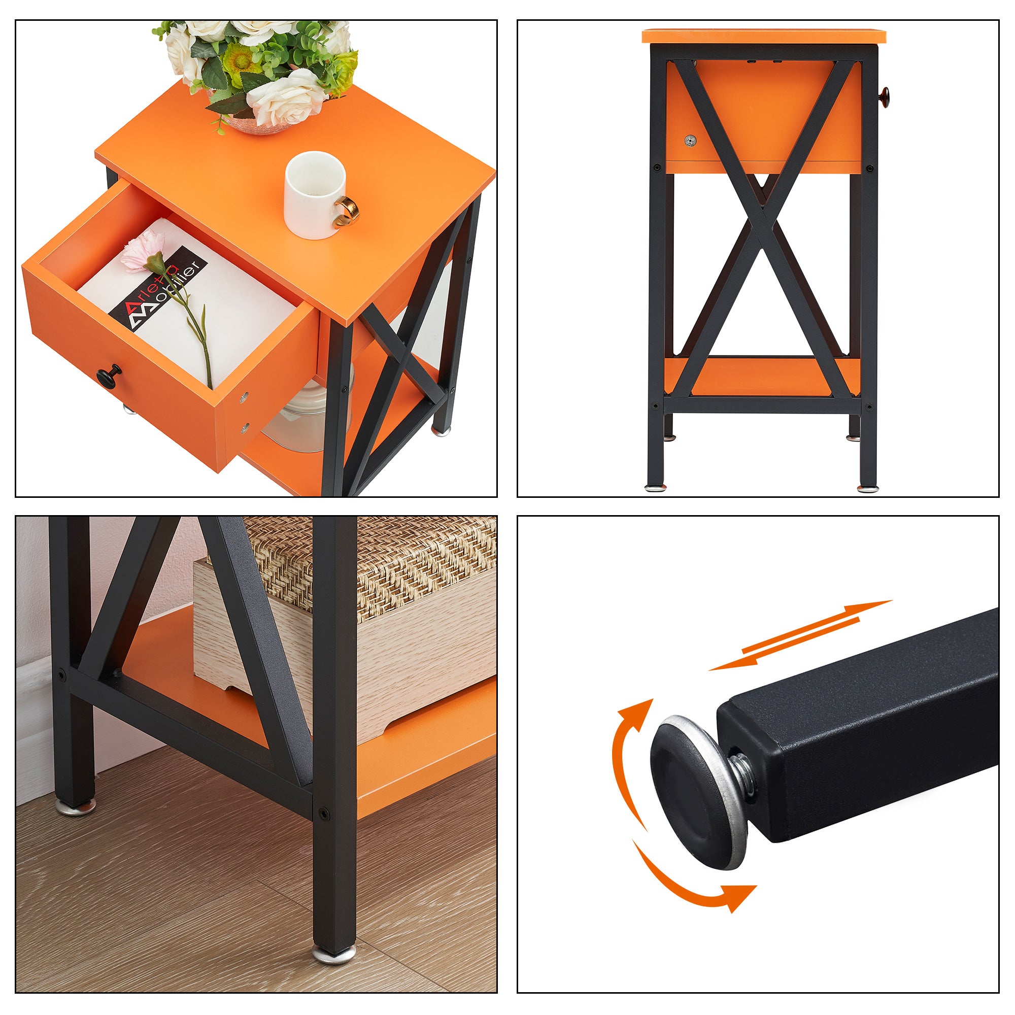 Vecelo LOE-DC-NS01-OGE nightstands - View #3