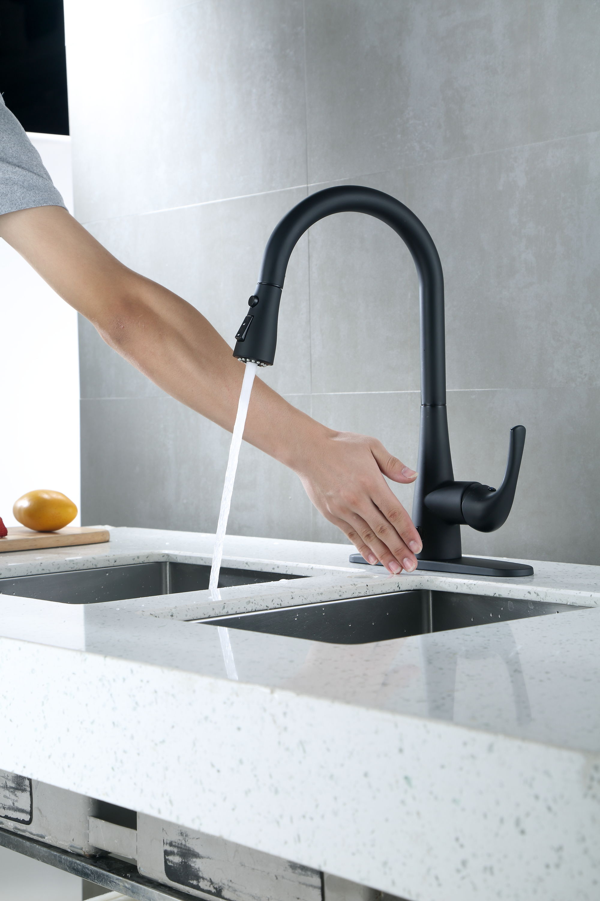 Leeds Matte Black Stainless Steel Pull-Down Kitchen Faucet