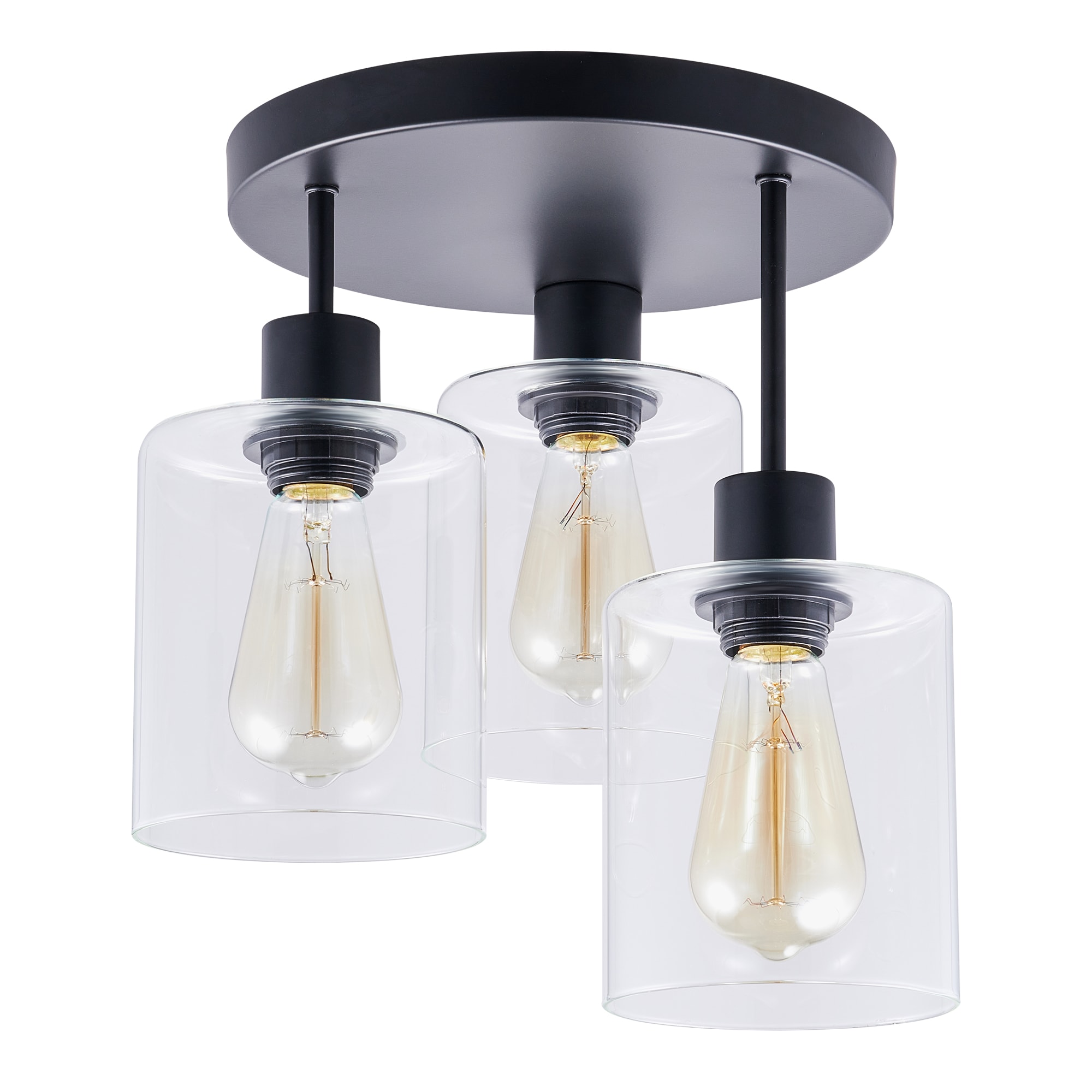 CO-Z HCF-2015-00 3 -Light 11-in Matte Black Flush Mount Light