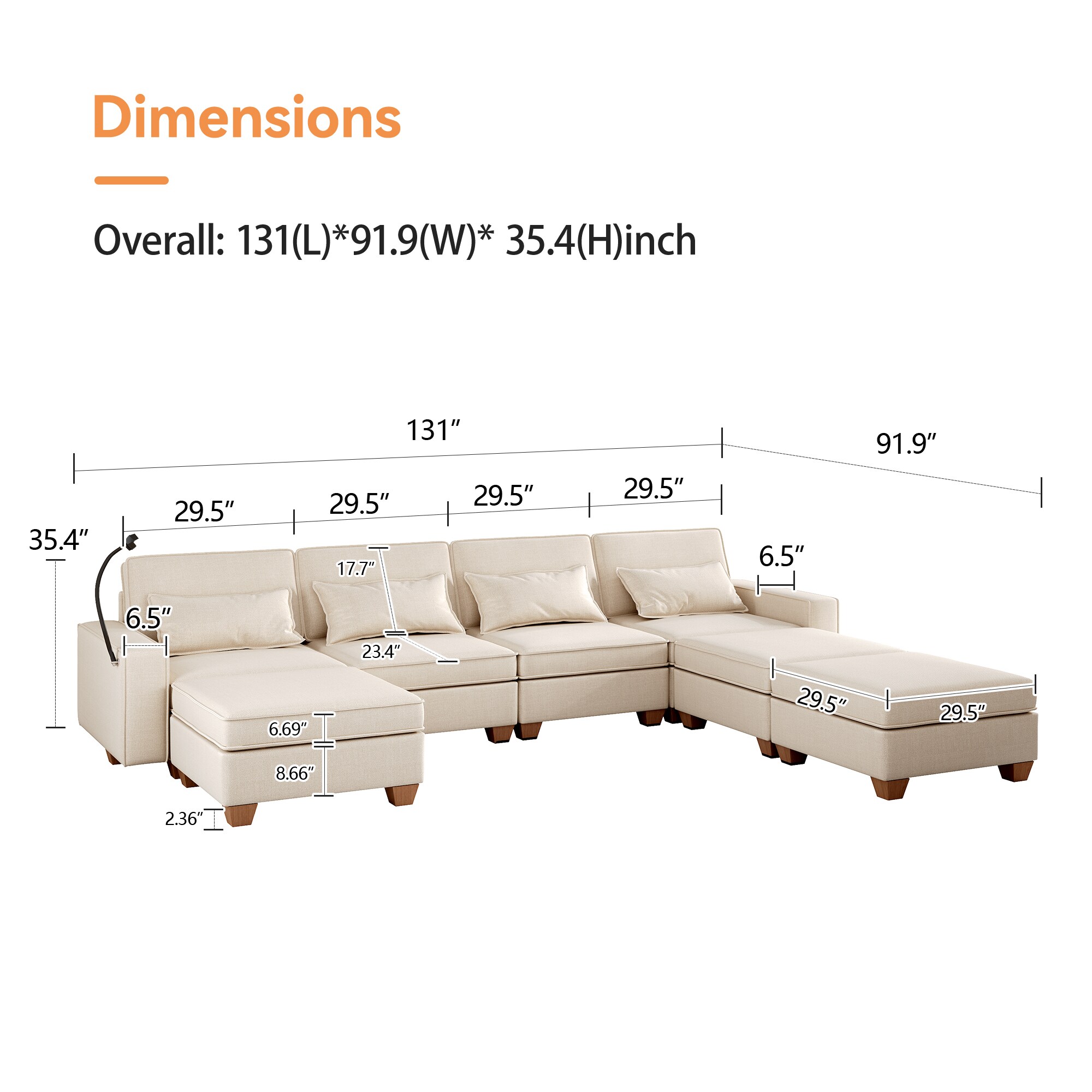 Jarenie YMX05S32-WT Sofas-Loveseats - View #4