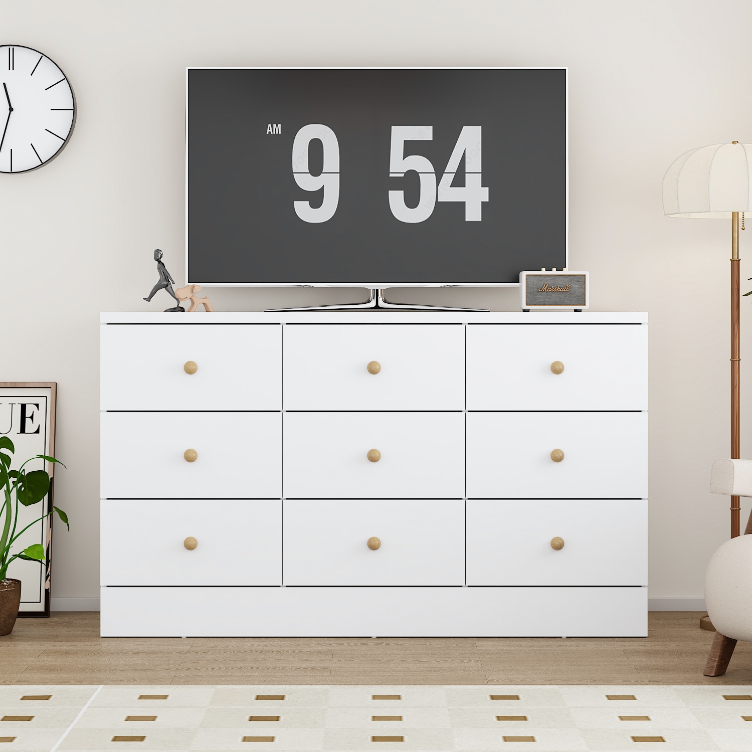 FUFU&GAGA KF210280-01 White 9 -Drawer Standard dresser