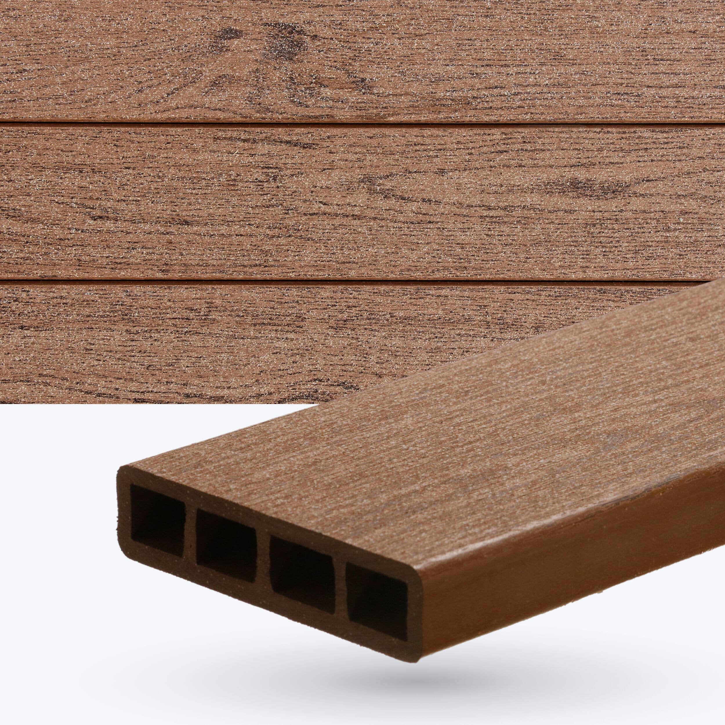 DuxxBak DX-IDHD-192RR-S4S I.Dekk HD 1-in x 6-in x 16-ft Rustic Red Square Composite Deck board