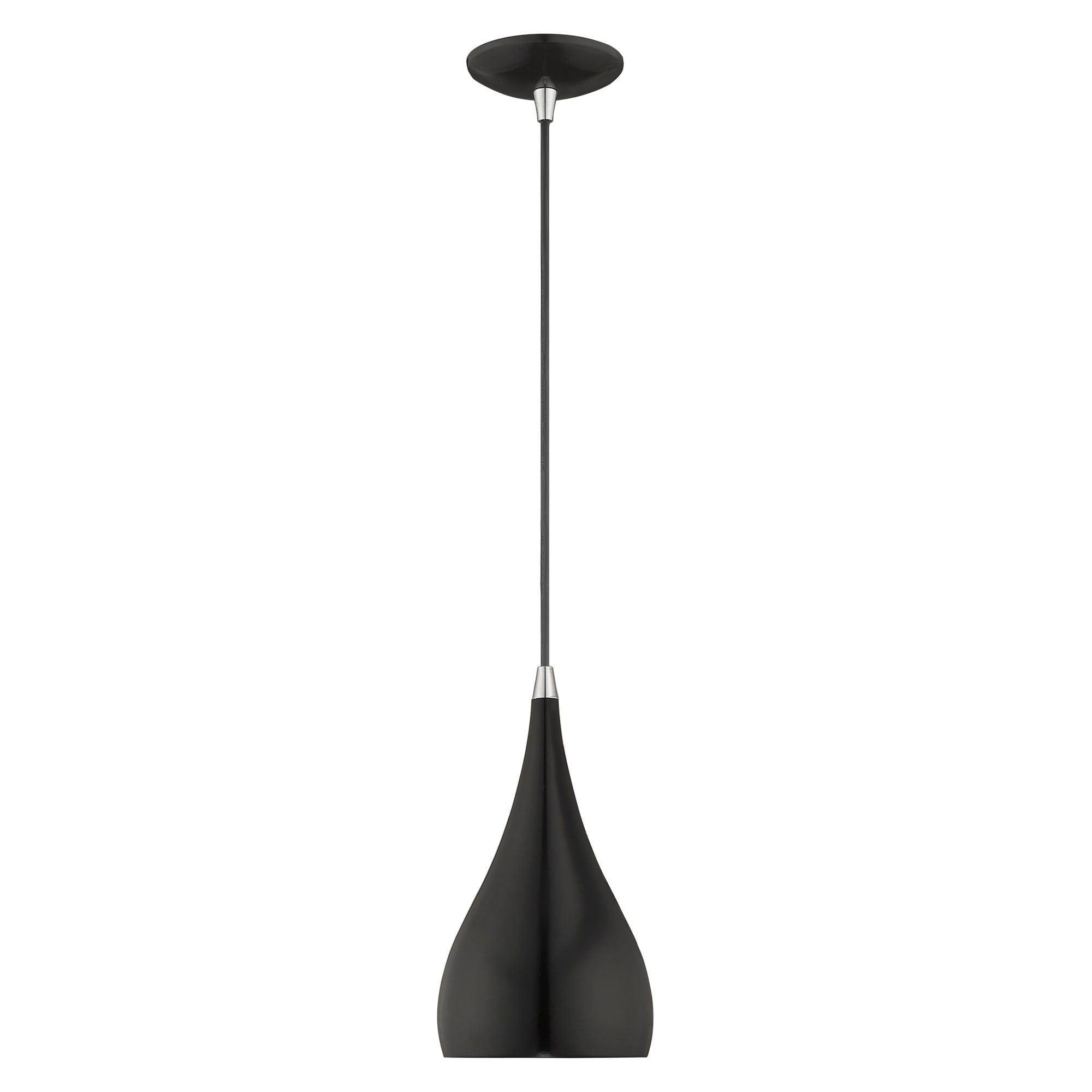 Amador Shiny Black and Gold Mini Pendant Light, 6.25" Indoor/Outdoor