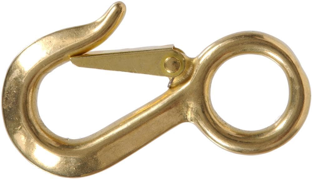Hillman 1-1/8-in x 5/8-in Solid Brass Round Fixed Eye Snap Hook in