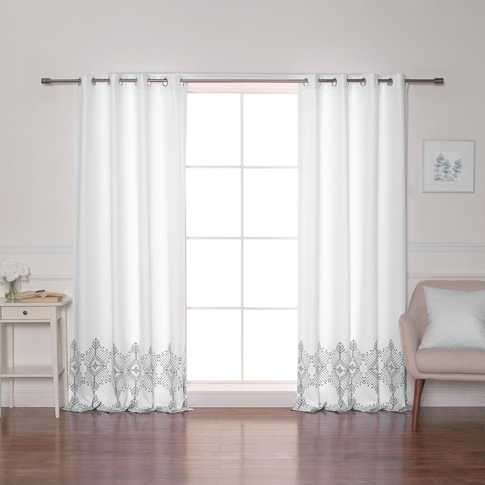 Best Home Fashion SIL-NOR-TRIB-84-GREY 84-Inches Grey Geometric Light filtering Grommet Curtain panel pair