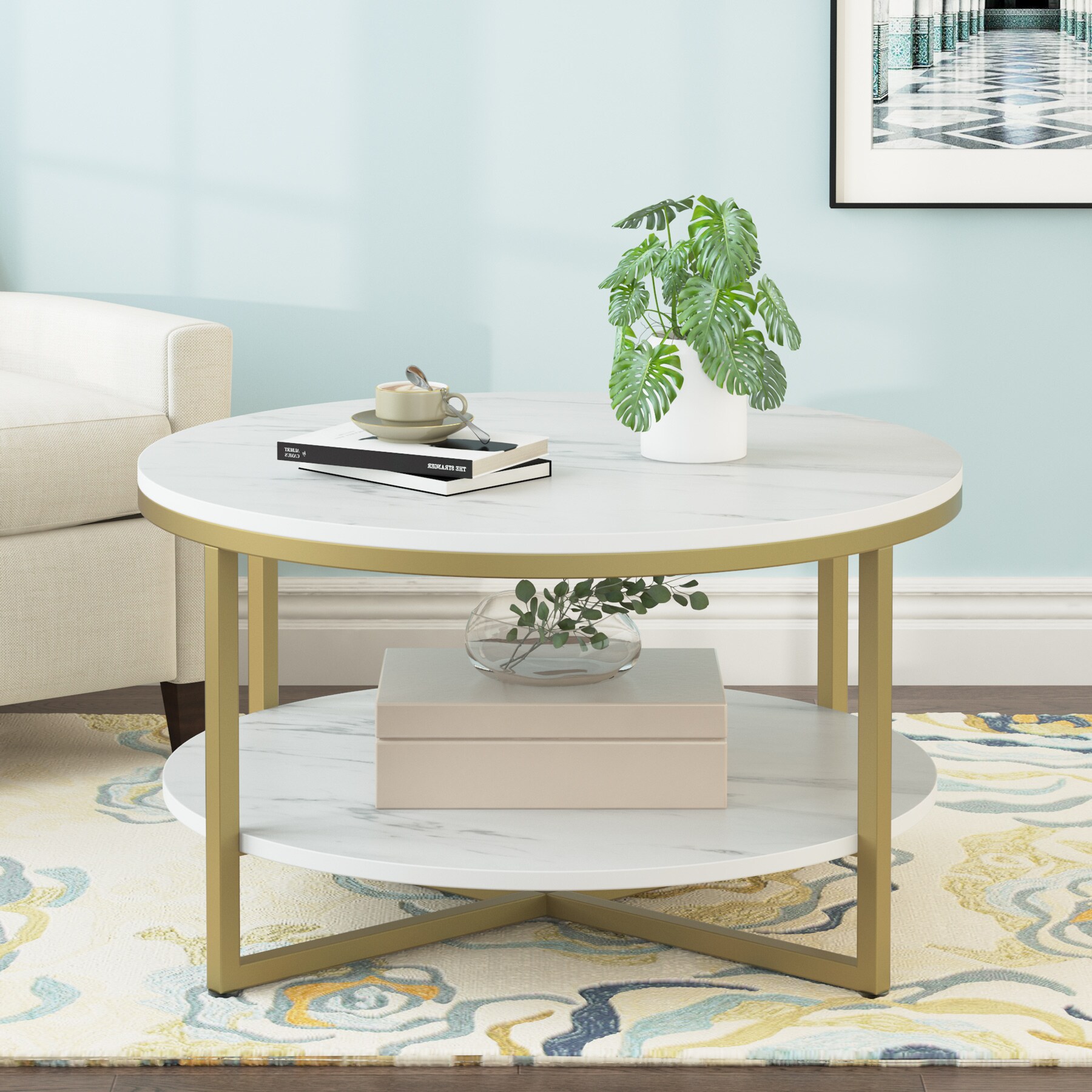 Tribesigns Hoga-M0181 White Wood Modern Coffee Table At Lowes.com