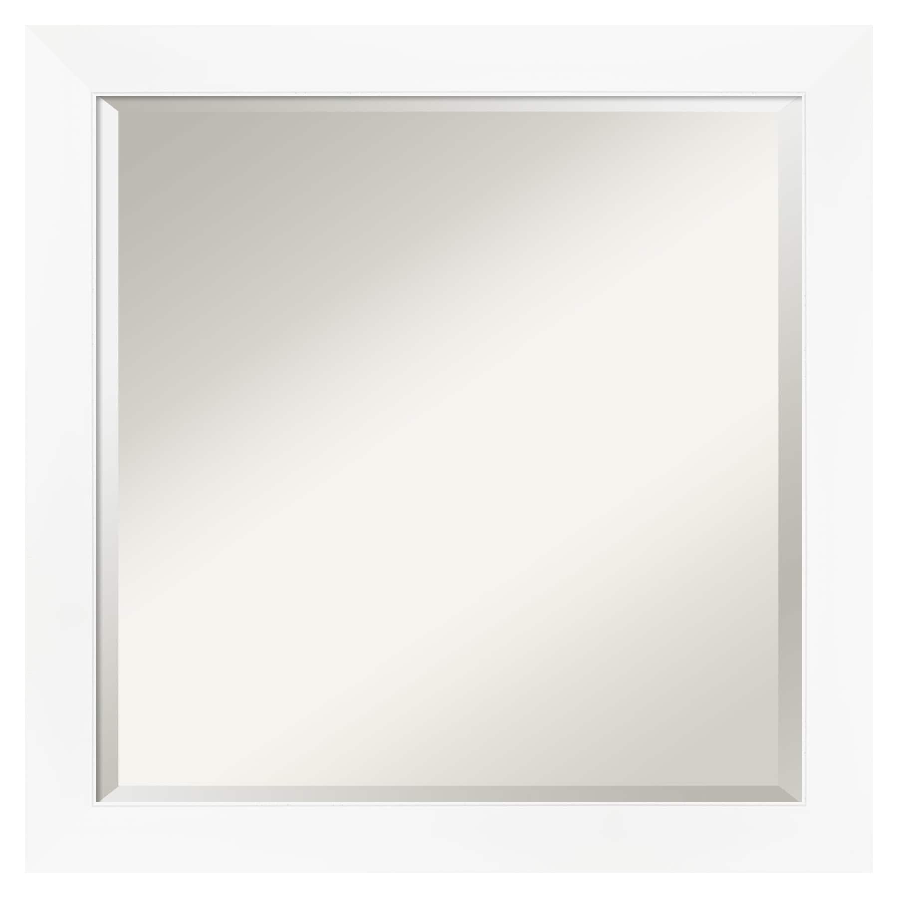 Amanti Art A17005480246 Cabinet White 23.25-Inches W x 23.25-Inches H Square Cabinet White Narrow Framed Wall Mirror
