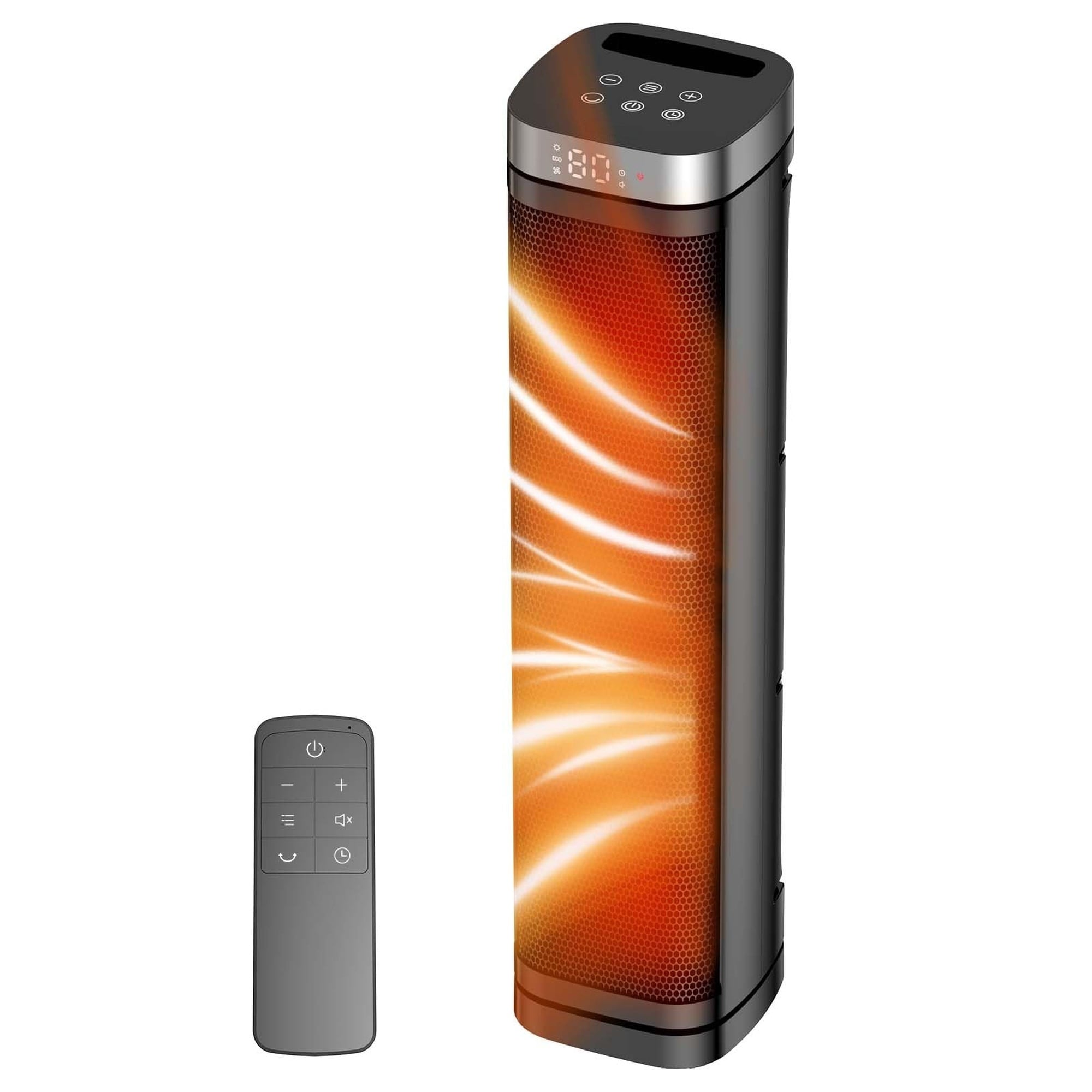 Wudkey 1500W Electric Tower Space Heater with 70 Degree Oscillation Remote Control and 12 Hour Timer for Indoor Use