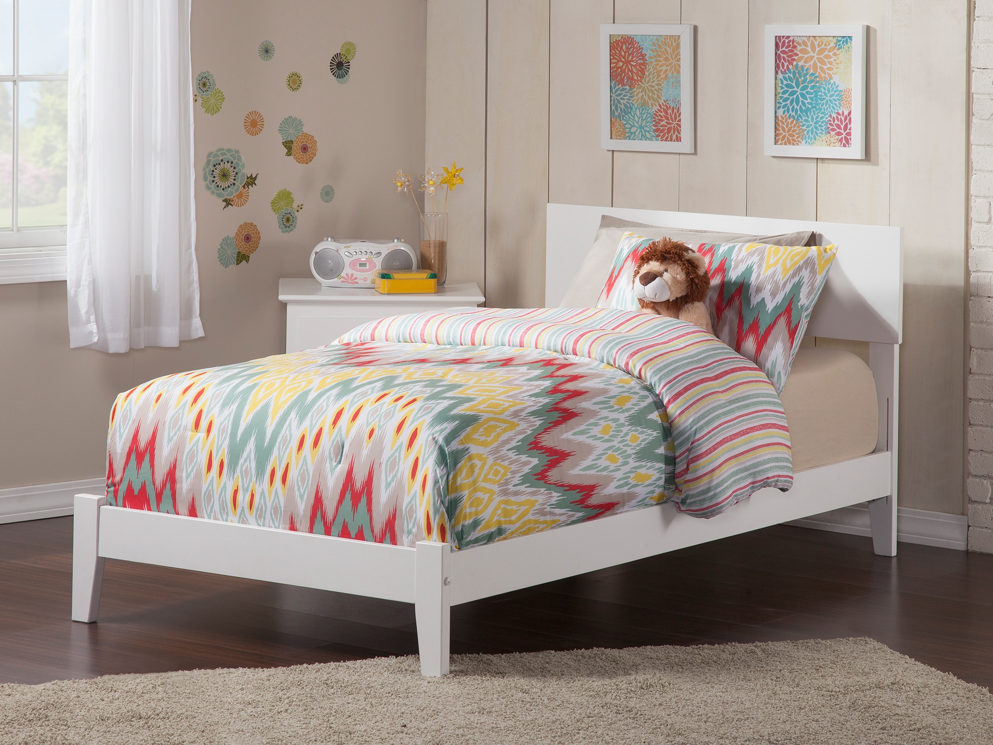 AFI Furnishings AR8111032 Orlando White Twin extra long Wood Bed frame Bed