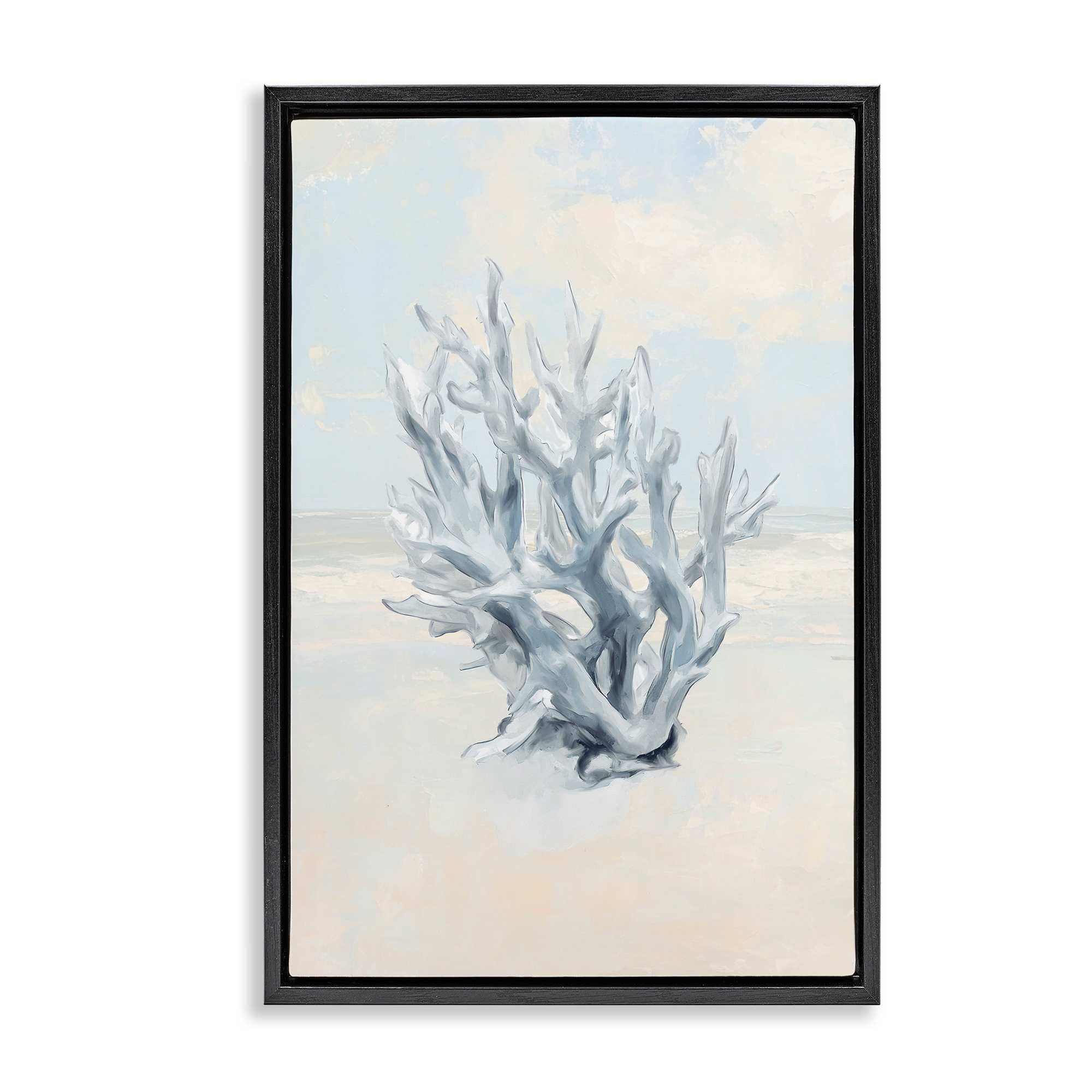 Stupell Industries BS-961-FFB-20X30 Soft Minimal Coral Branch Black Framed Floater Canvas Wall Art By Ramona Murdock 21 x 31
