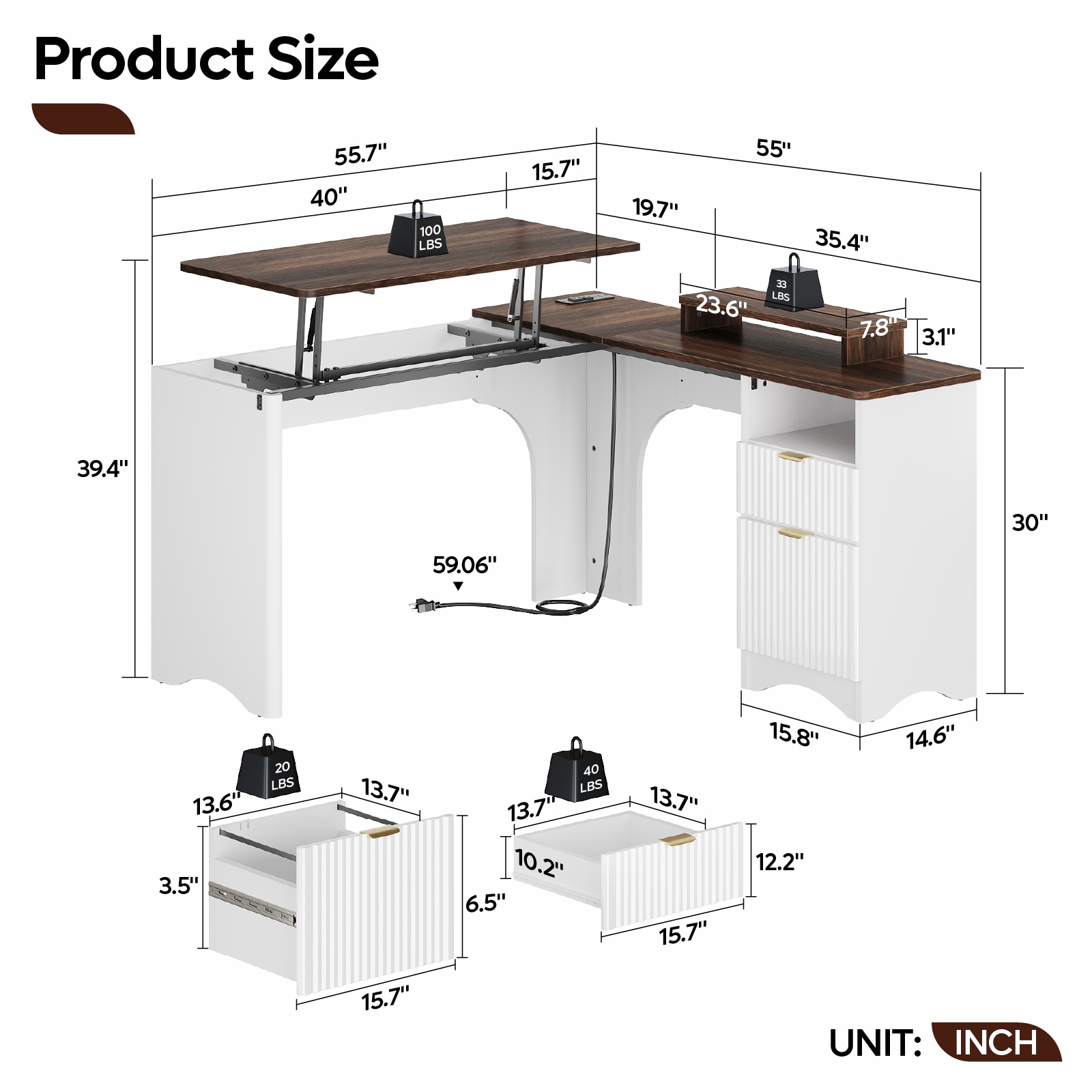 Bestier LOW-H106214SUS-WALT desks - View #4