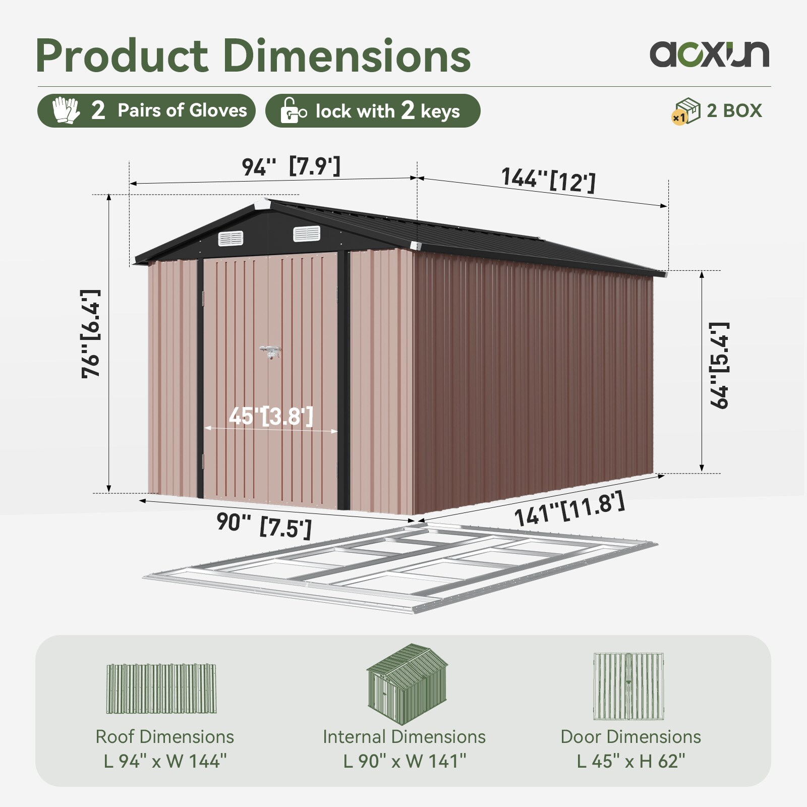 AOXUN AX-42837R Metal-Storage-Buildings-Sheds - View #6
