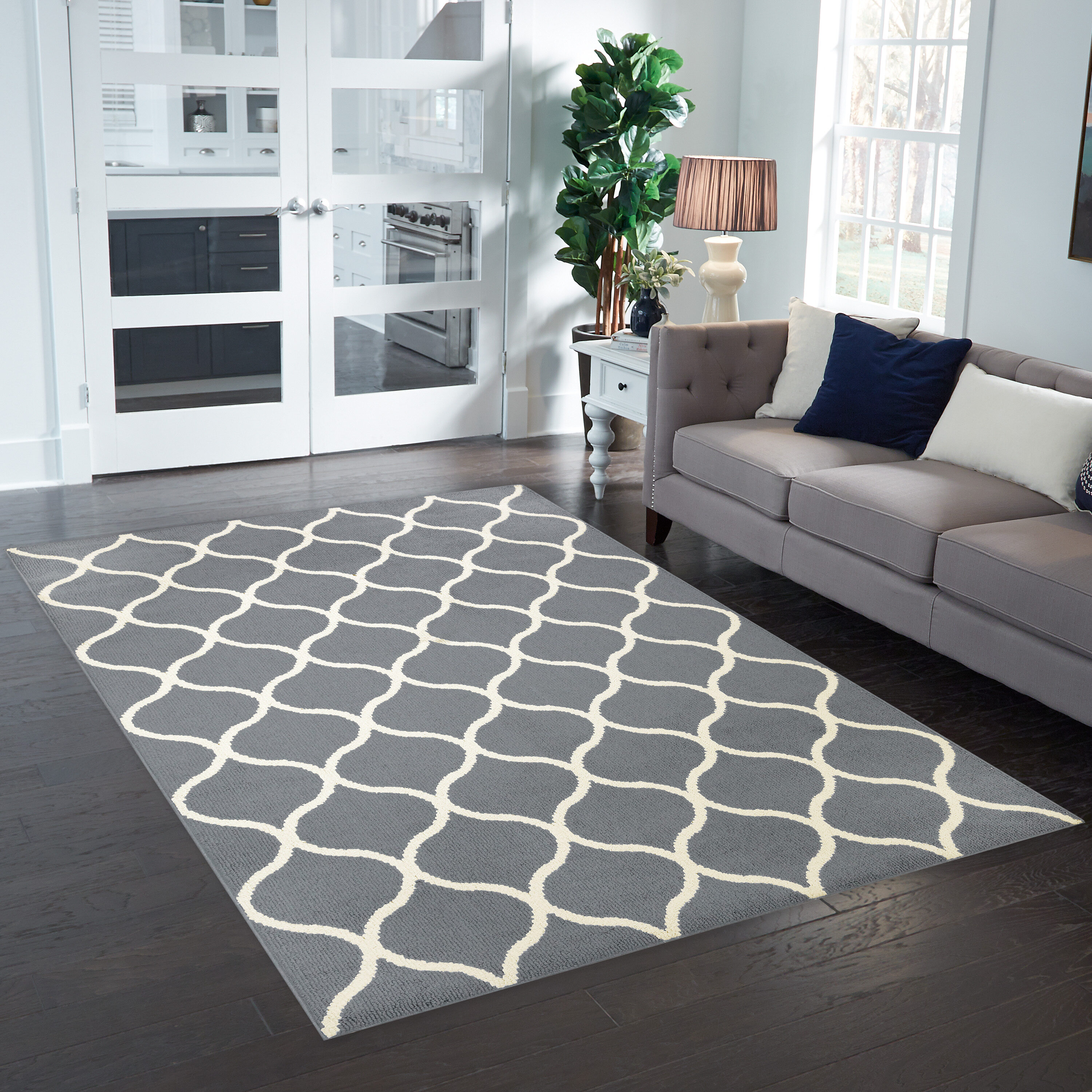 Maples Rugs B5905702 5 x 7 (ft) Tufted Polyester Gray Rectangular Indoor Geometric Global Area rug