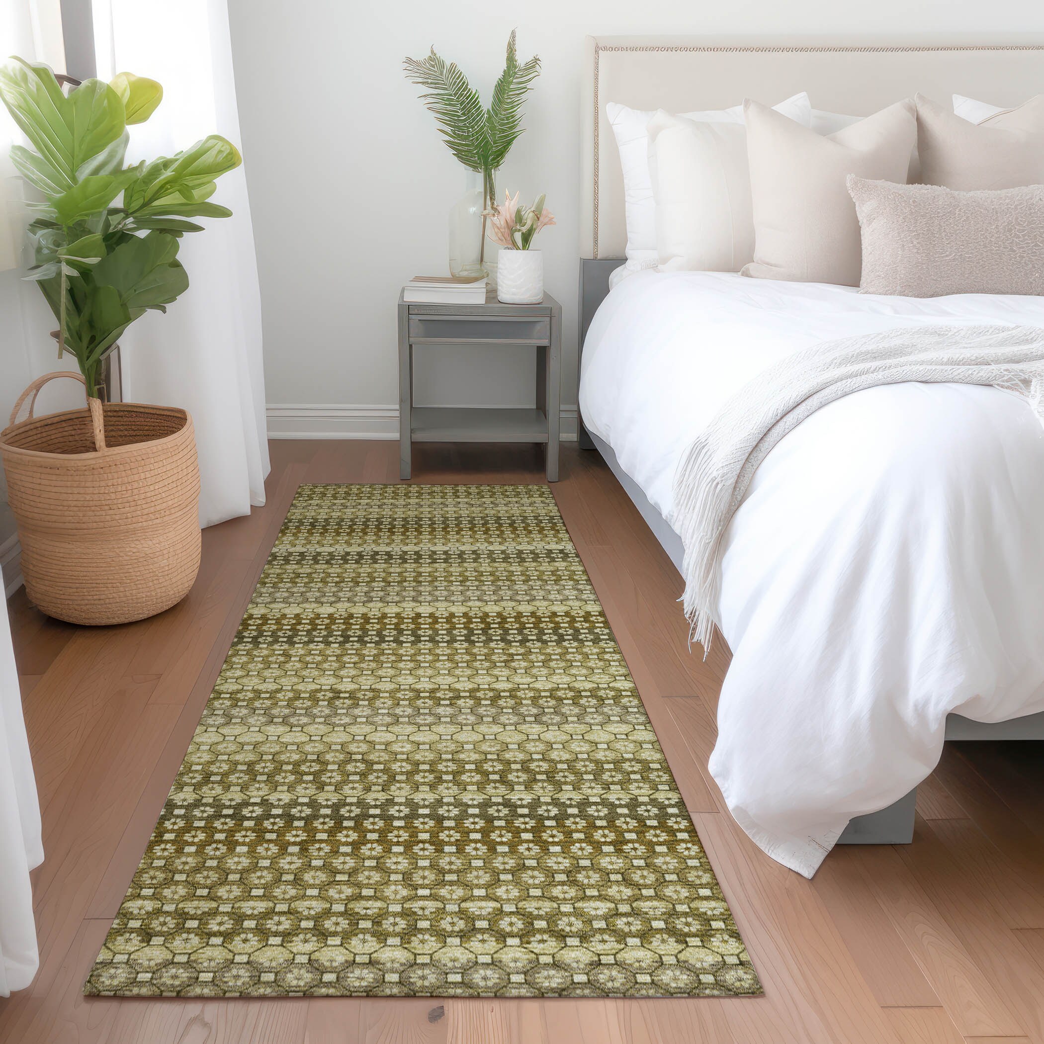 Addison Rugs ACN1419AL2X8 Chantille ACN1419AL 2 x 7 (ft) Polyester Aloe Rectangular Indoor/Outdoor Geometric Machine washable Runner rug