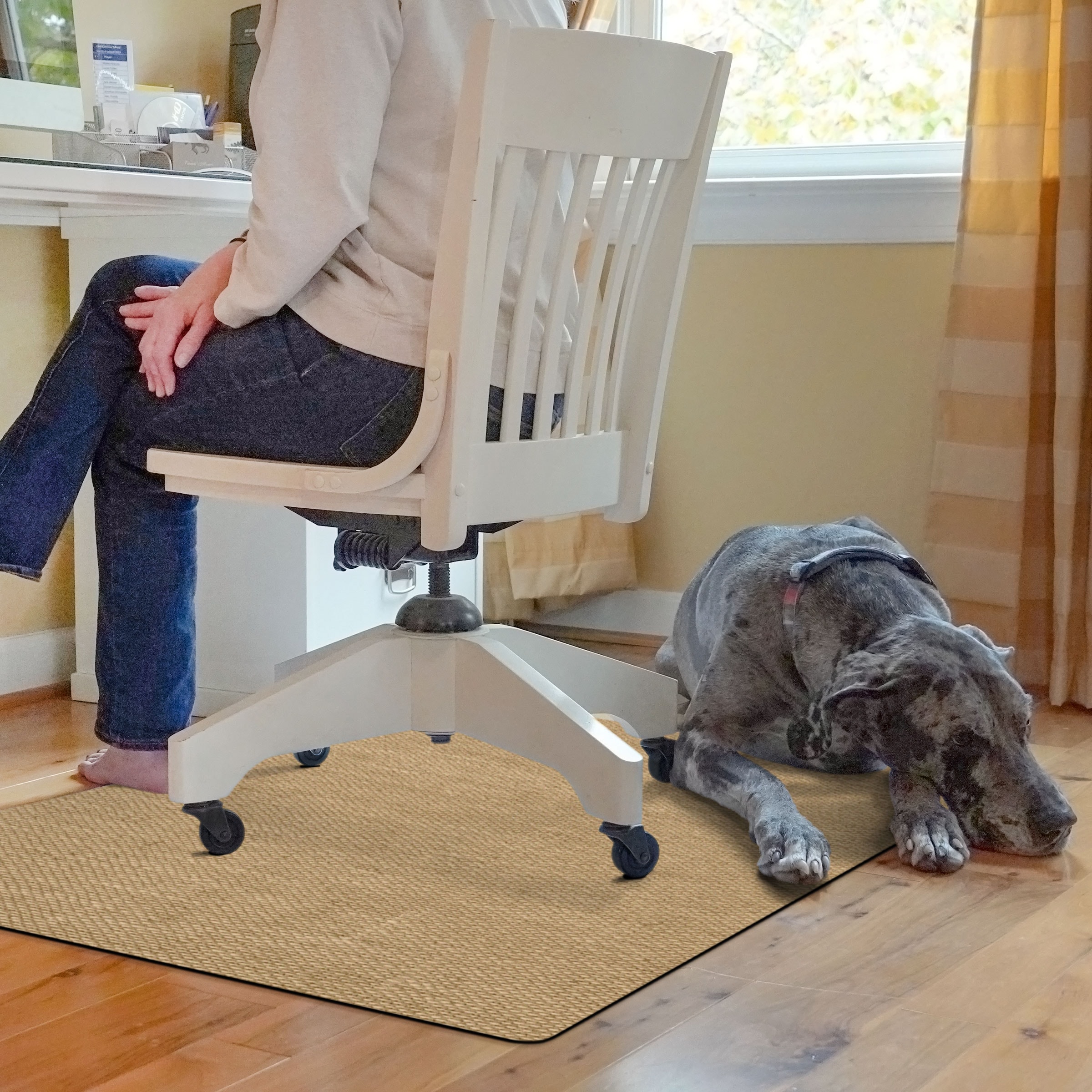 Bungalow Flooring 2285030034 3-ft x 4-ft Khaki Polyester Rectangular Indoor Decorative Chair mat