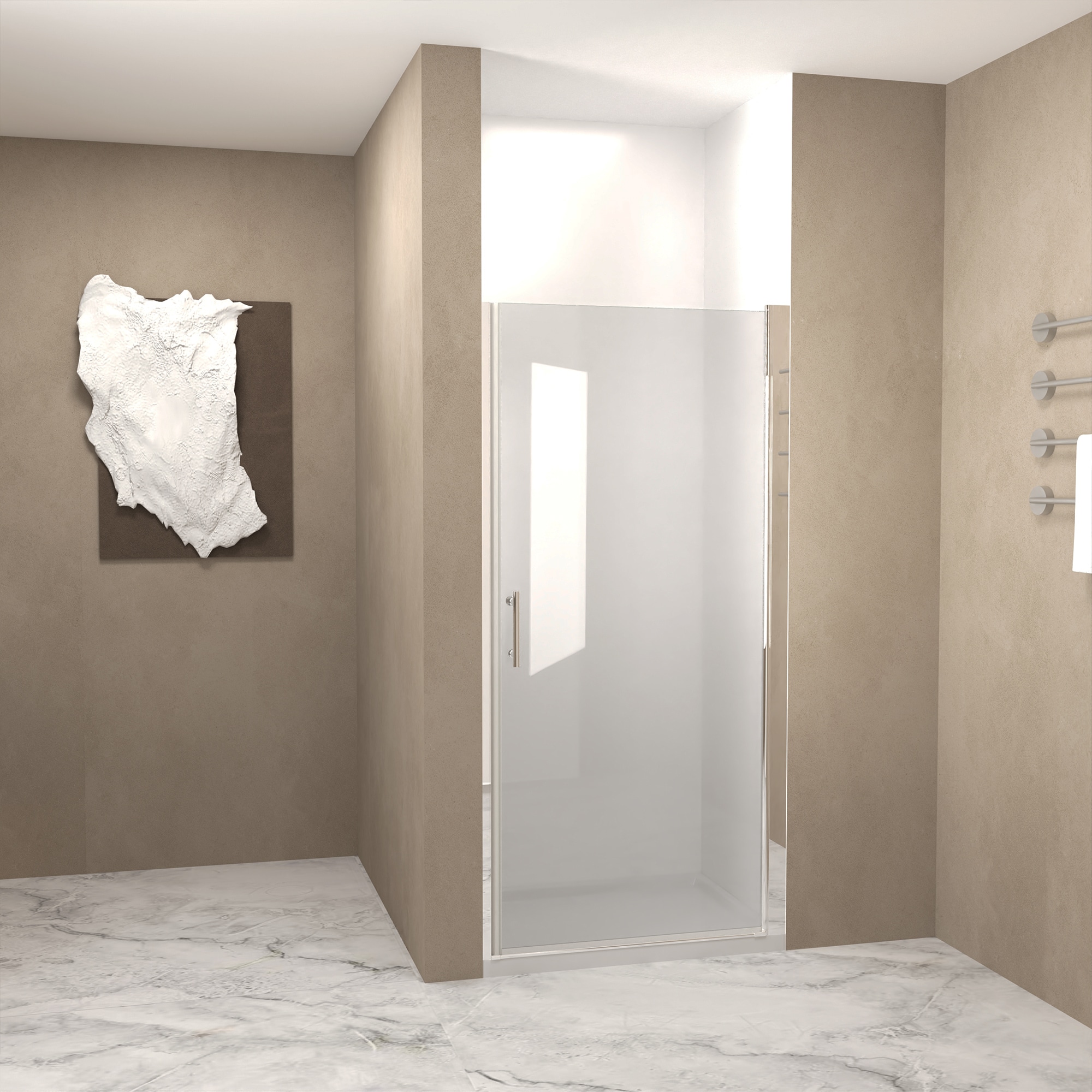 LIVIZA Chrome 32-in to 33-in W x 72-in H Semi-frameless Clear Glass Pivot Shower door