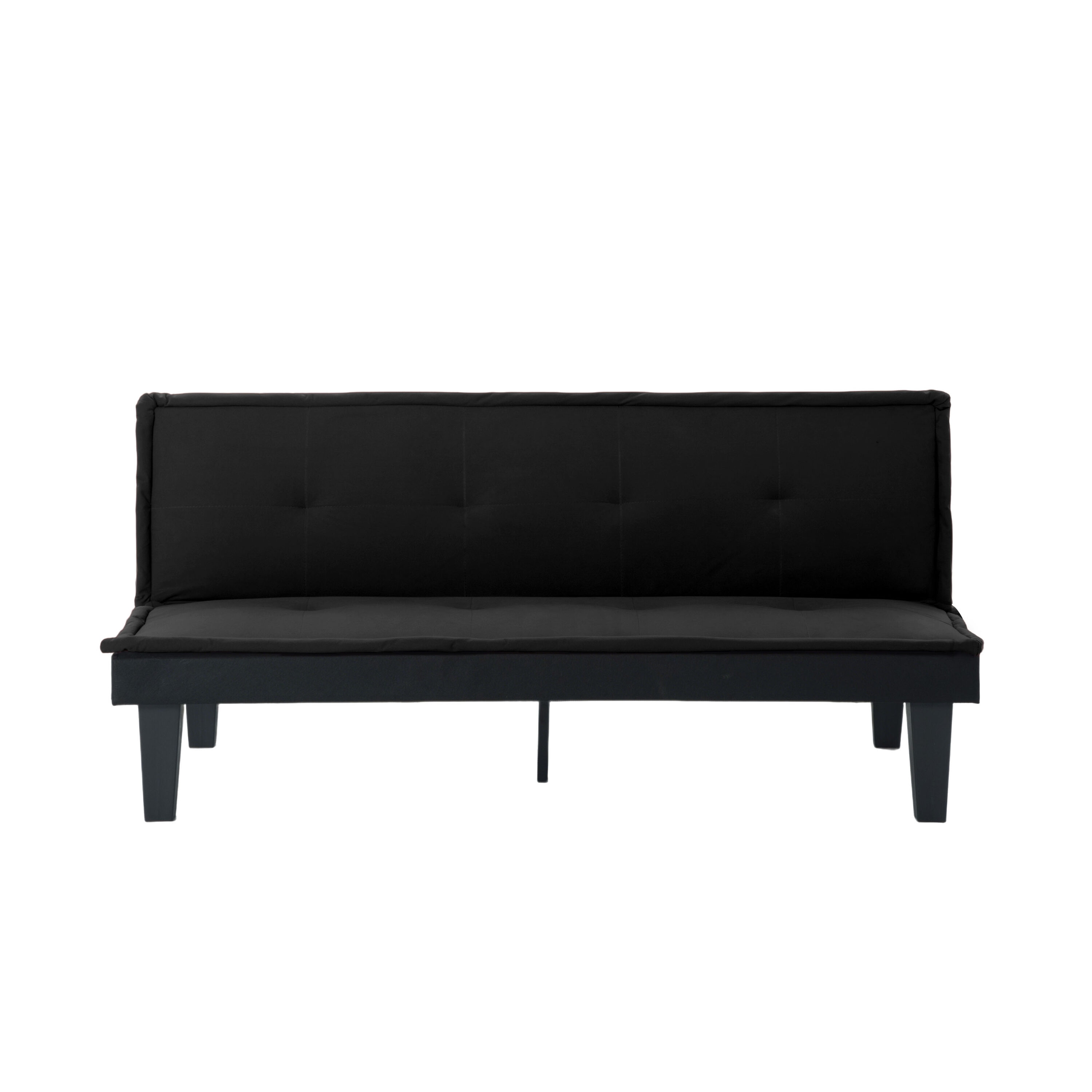 Vynxaria 63-in W Black Metal & Wood Convertible Futon Sofa Bed