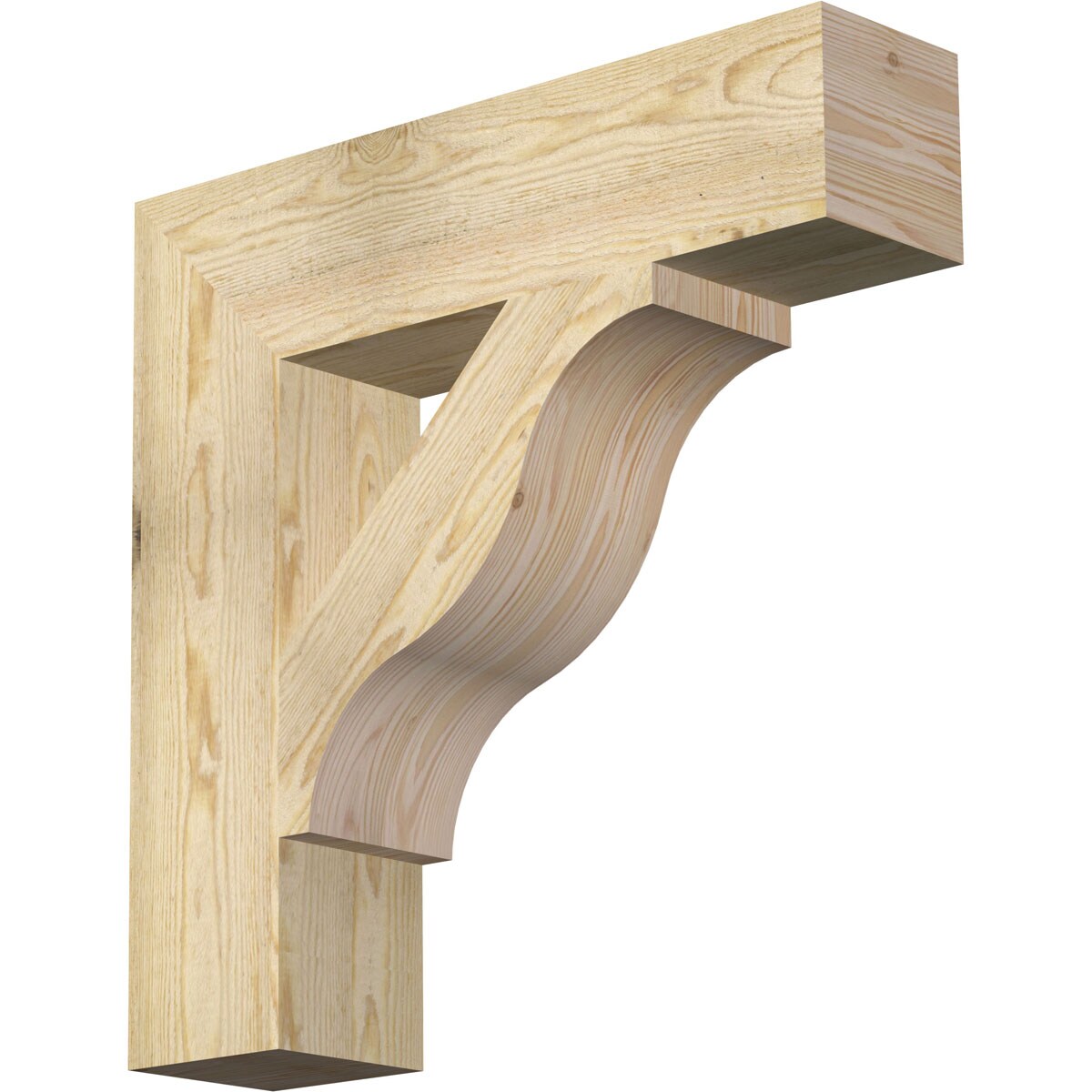 Ekena Millwork BKT06X26X26FST05RDF Funston Block Rough Sawn 6-in x 26-in x 26-in Douglas fir Brown Wood Standard bracket