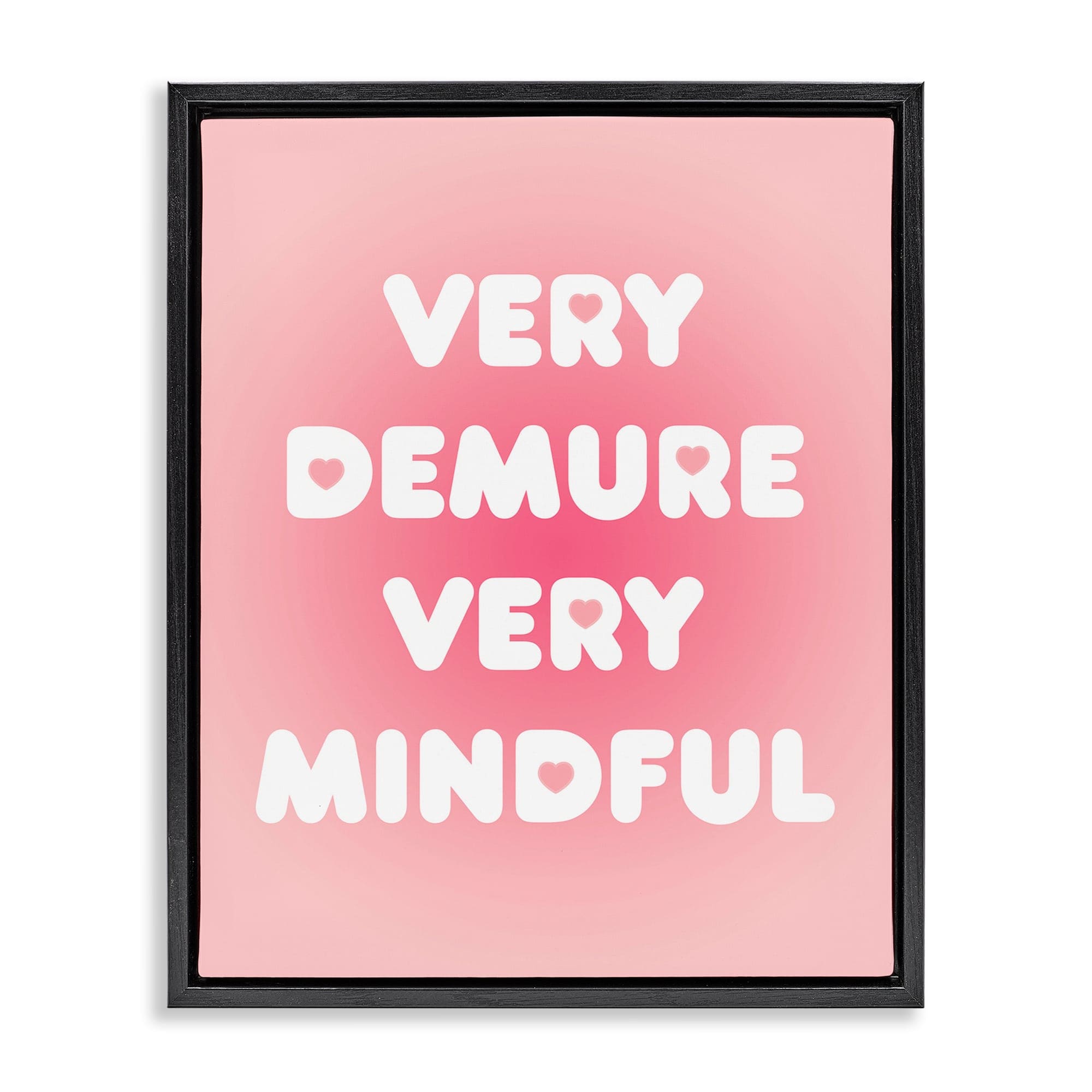 Stupell Industries BT-099-FFB-16X20 Trendy Pink Demure and Mindful Black Framed Floater Canvas Wall Art By Lil Rue 17 x 21