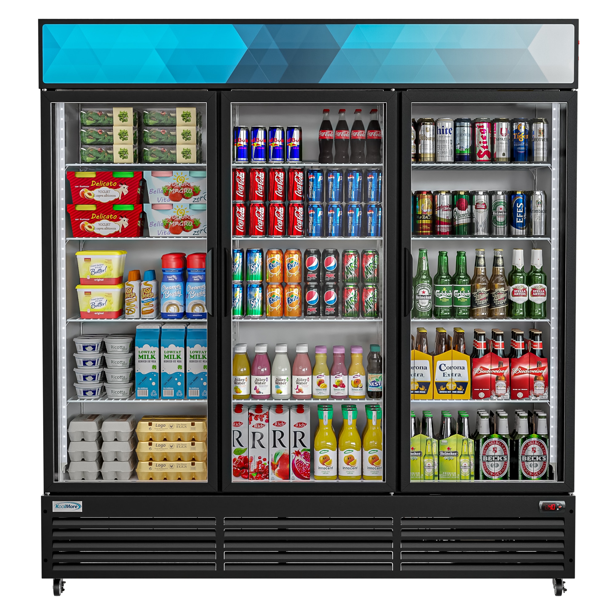 53 3-Door Heating Glass Undercounter Beverage Cooler Drink Center