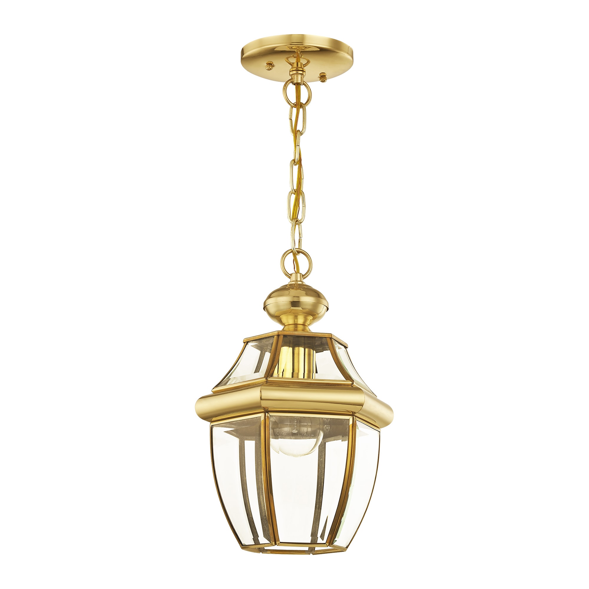 Monterey Polished Brass Outdoor Pendant Lantern with Clear Glass