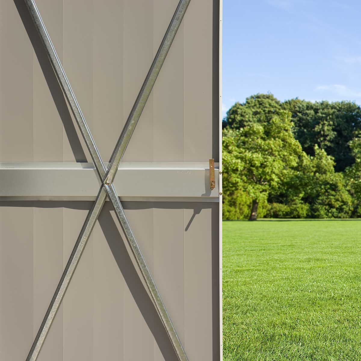 Compact Gray and Anthracite Steel Patio Storage Shed Kit