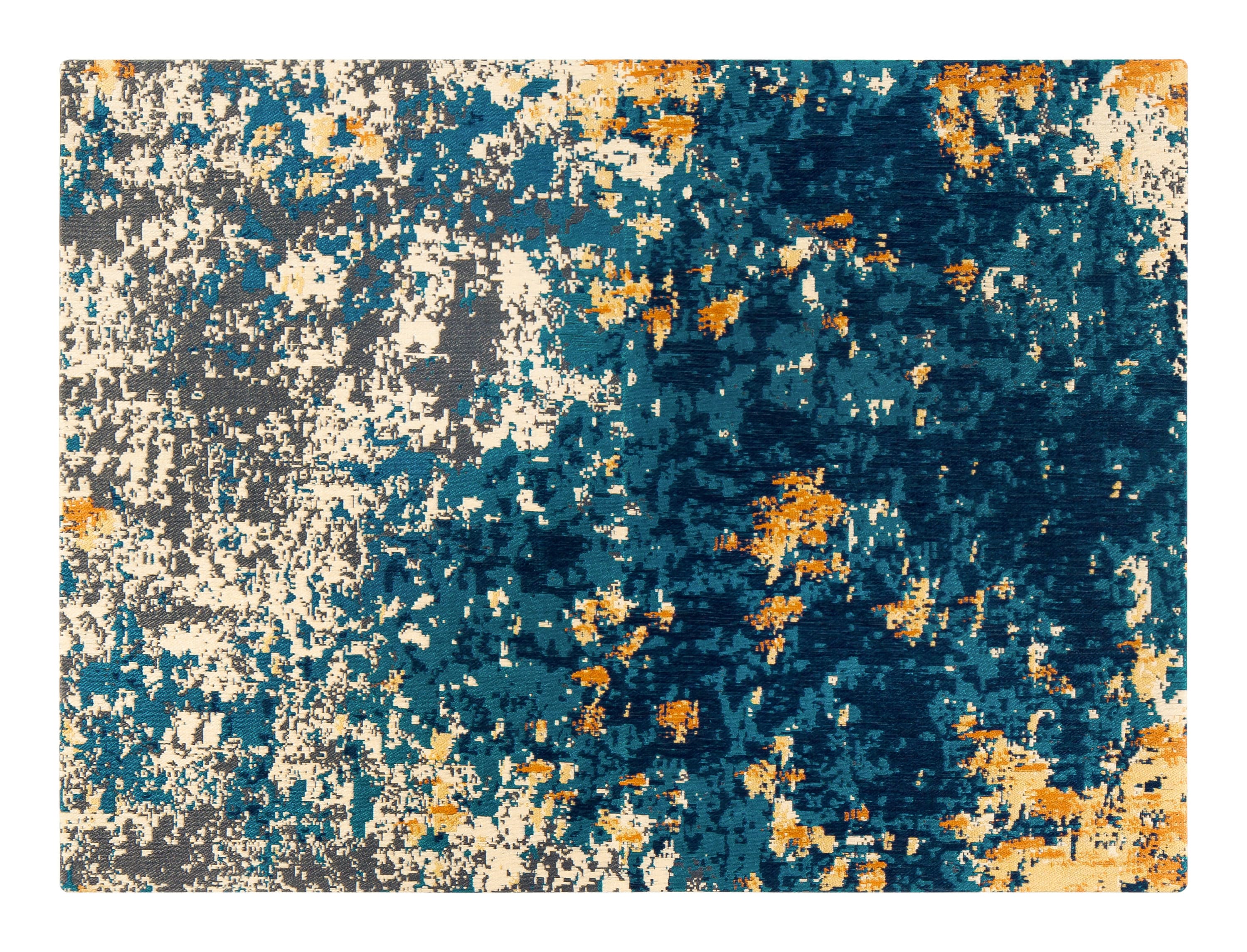 Bilbao Rectangular Blue and Orange Jacquard Chair Mat