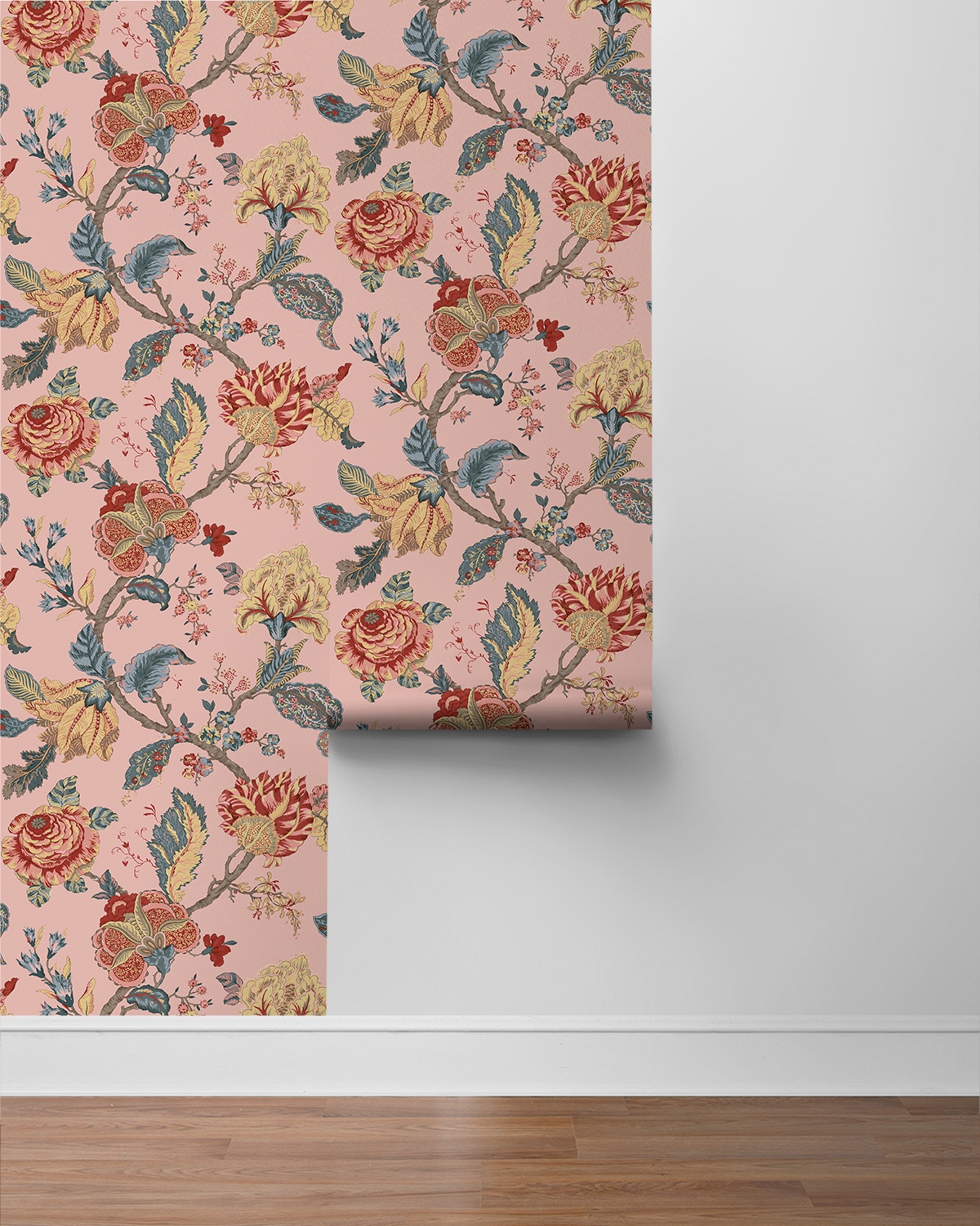 Blush Floral Jacobean Peel and Stick Wallpaper