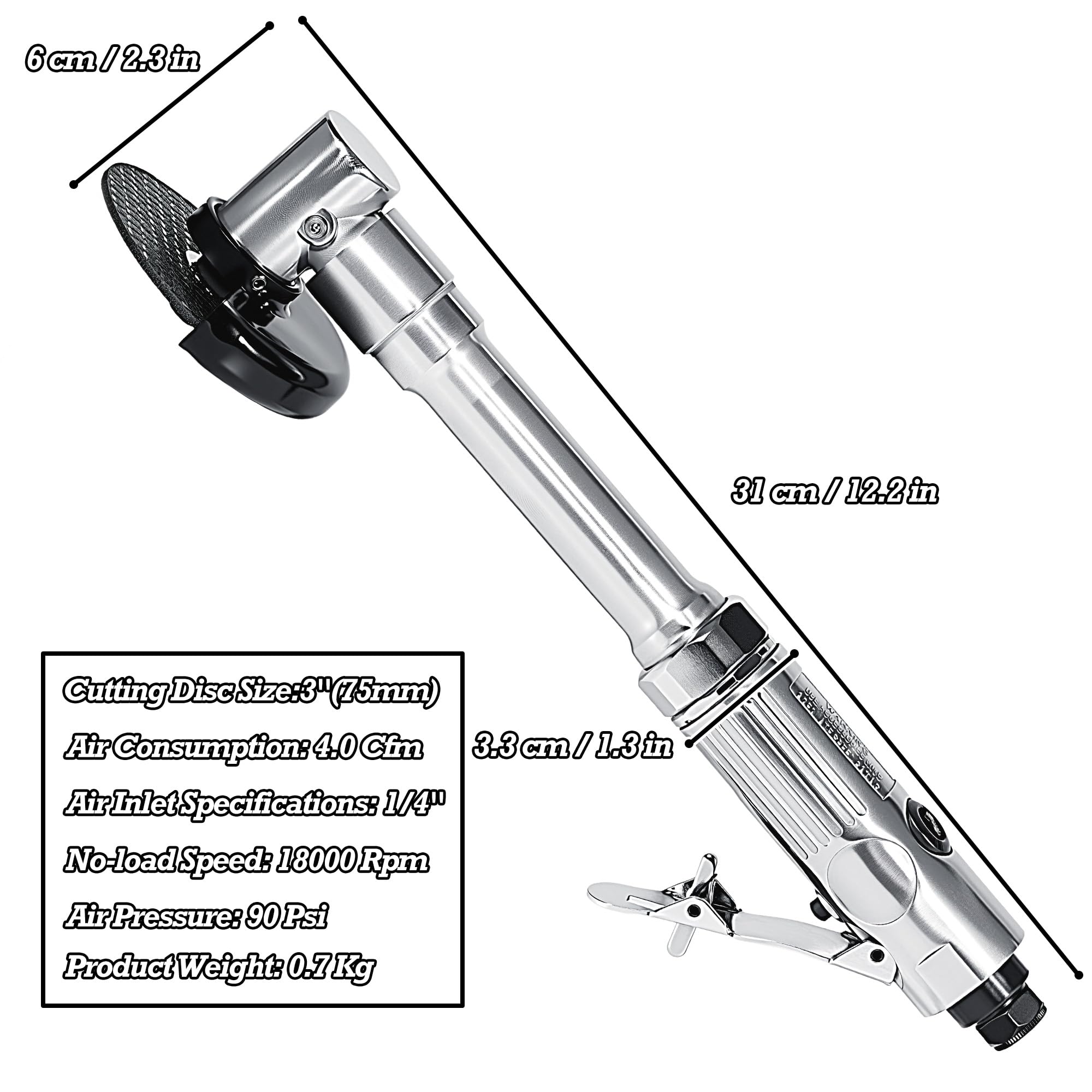Mikiotto 3 Inch Pneumatic Cut Off Tool 18000RPM Air Grinder Extended ...