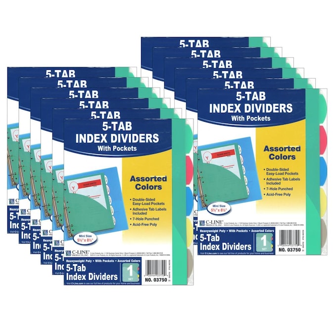 3 Hole Punched 5 Tab Poly Index Dividers