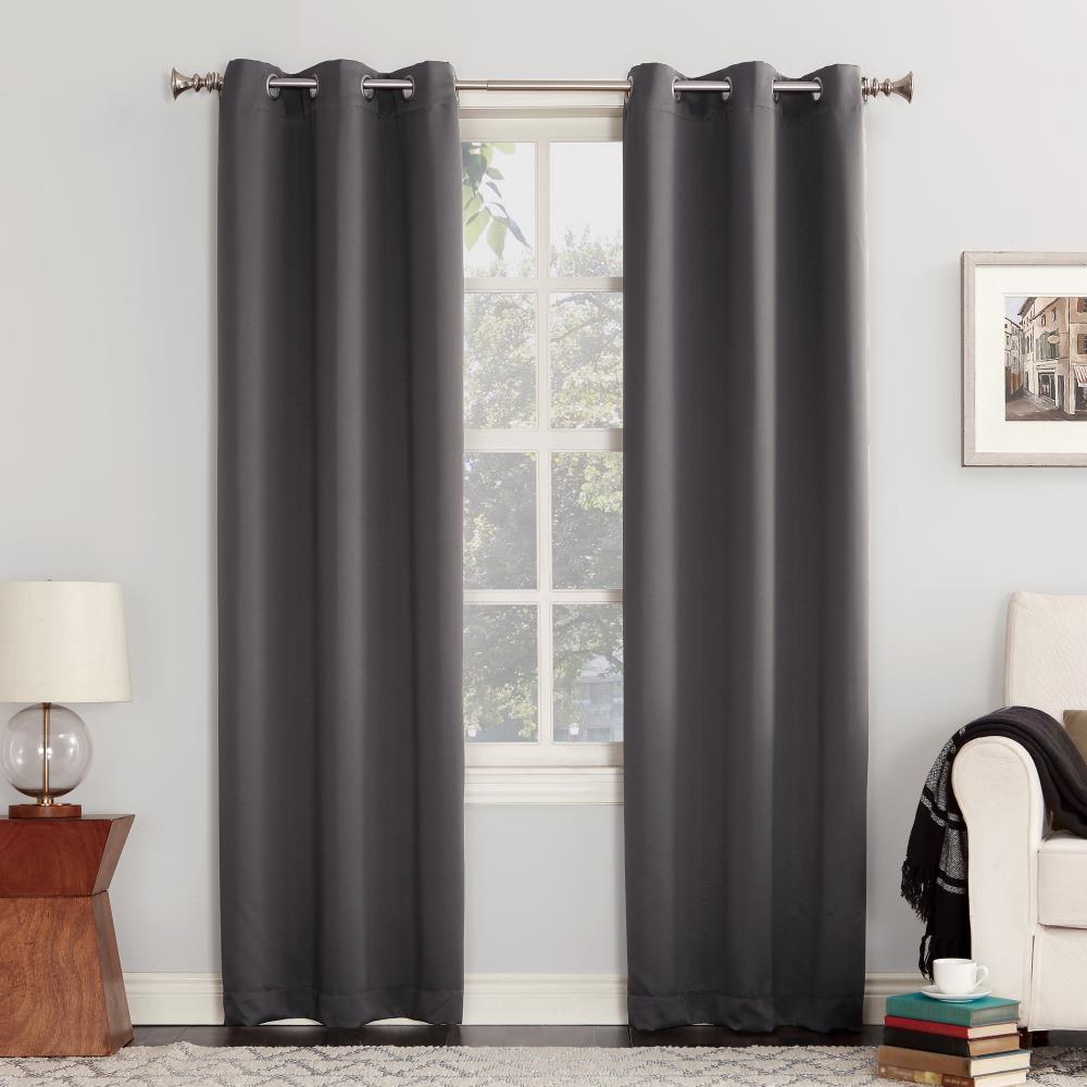 Sun Zero 50950 108-Inches Charcoal Blackout Interlined Grommet Single curtain panel