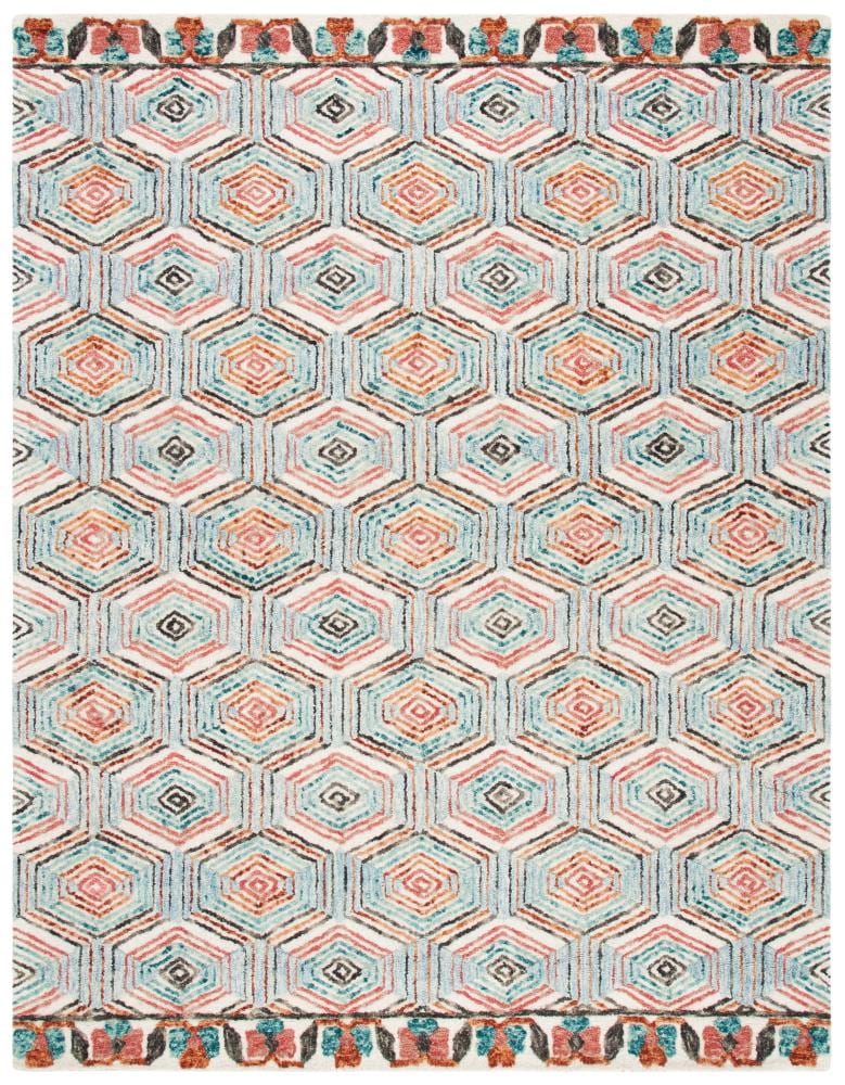 Safavieh TRC522A-8 Trace Kristl 8 x 10 (ft) Tufted Wool Ivory/Light Blue Rectangular Indoor Abstract Bohemian/Eclectic Area rug