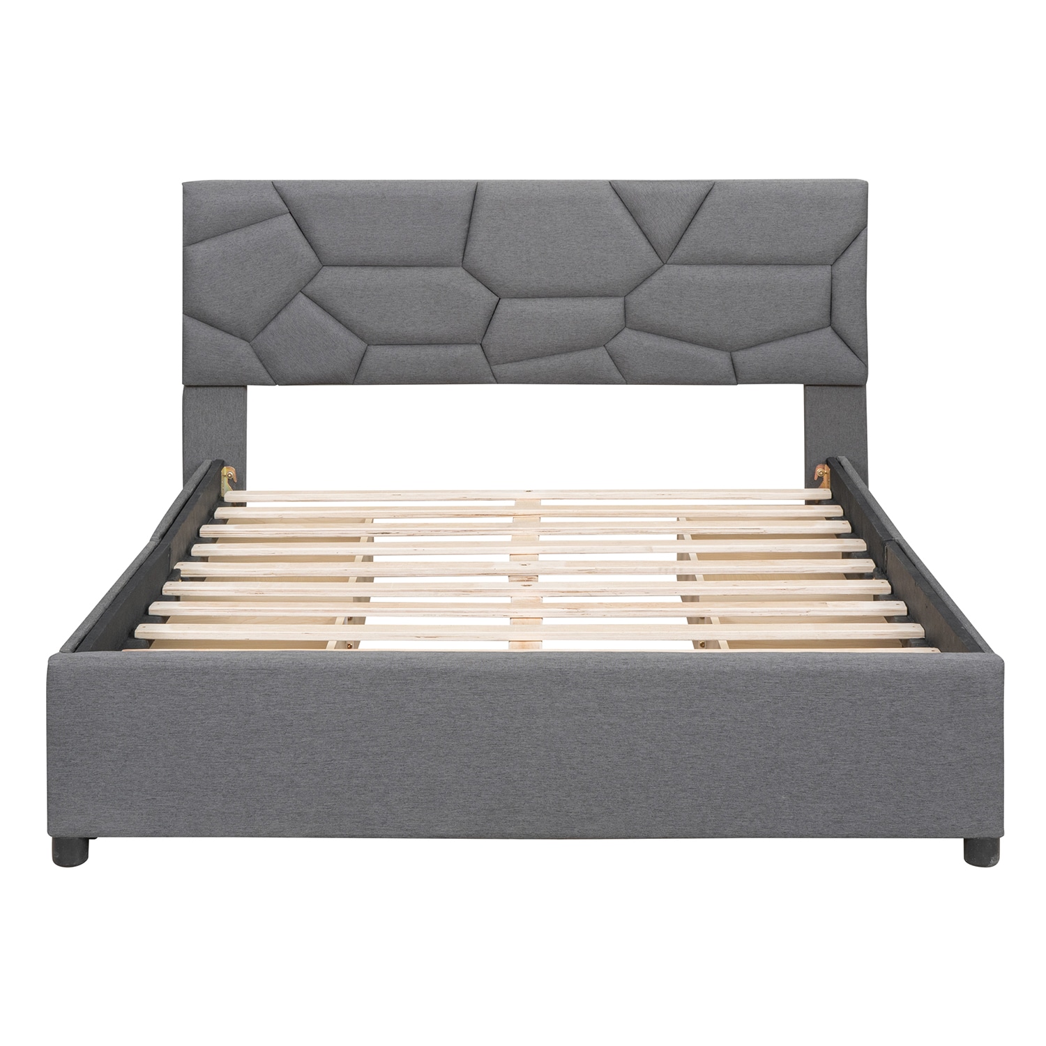 Mondawe Full Gray Upholstered Tufted Platform Bed with Headboard in the ...