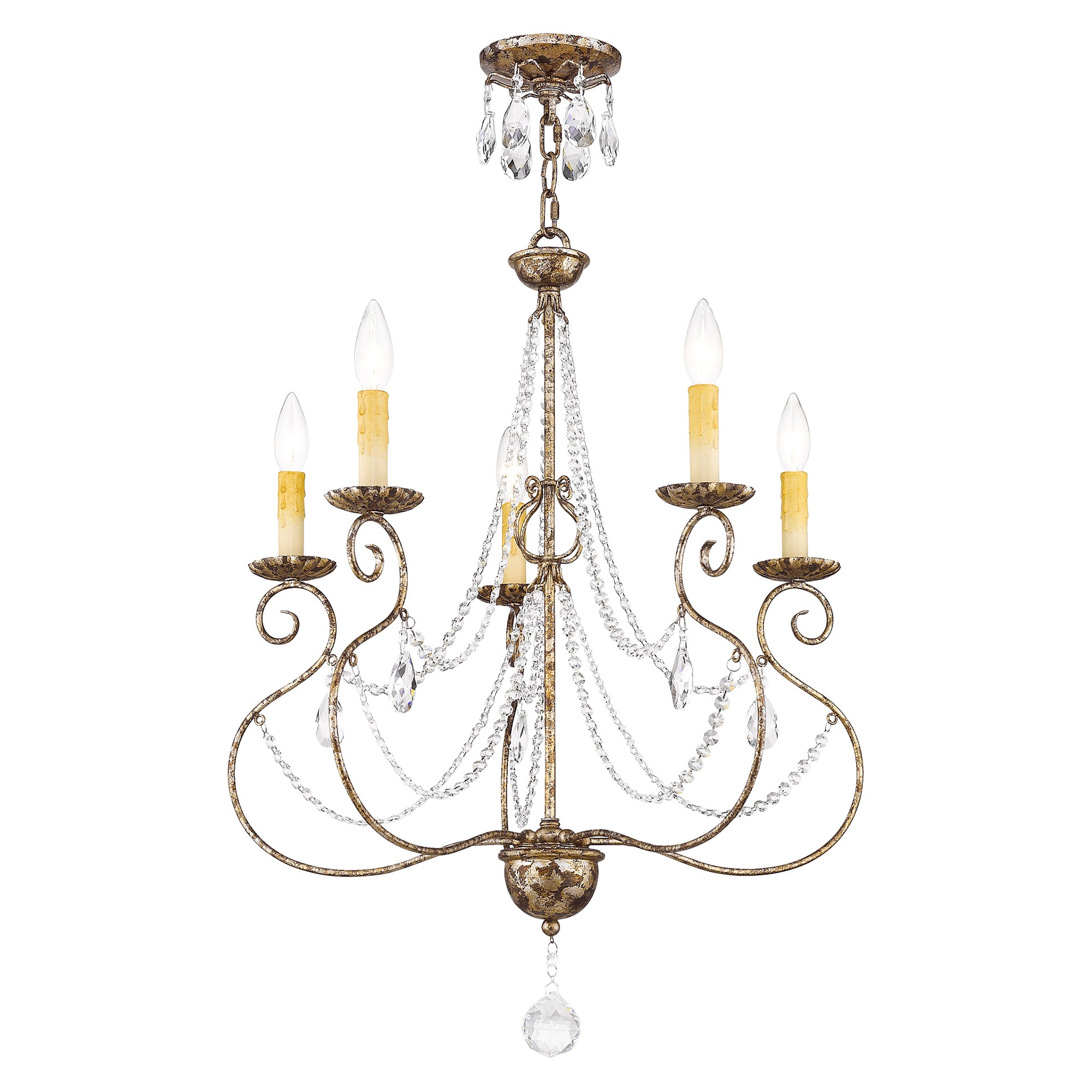 Isabella European Bronze 5-Light Crystal Chandelier