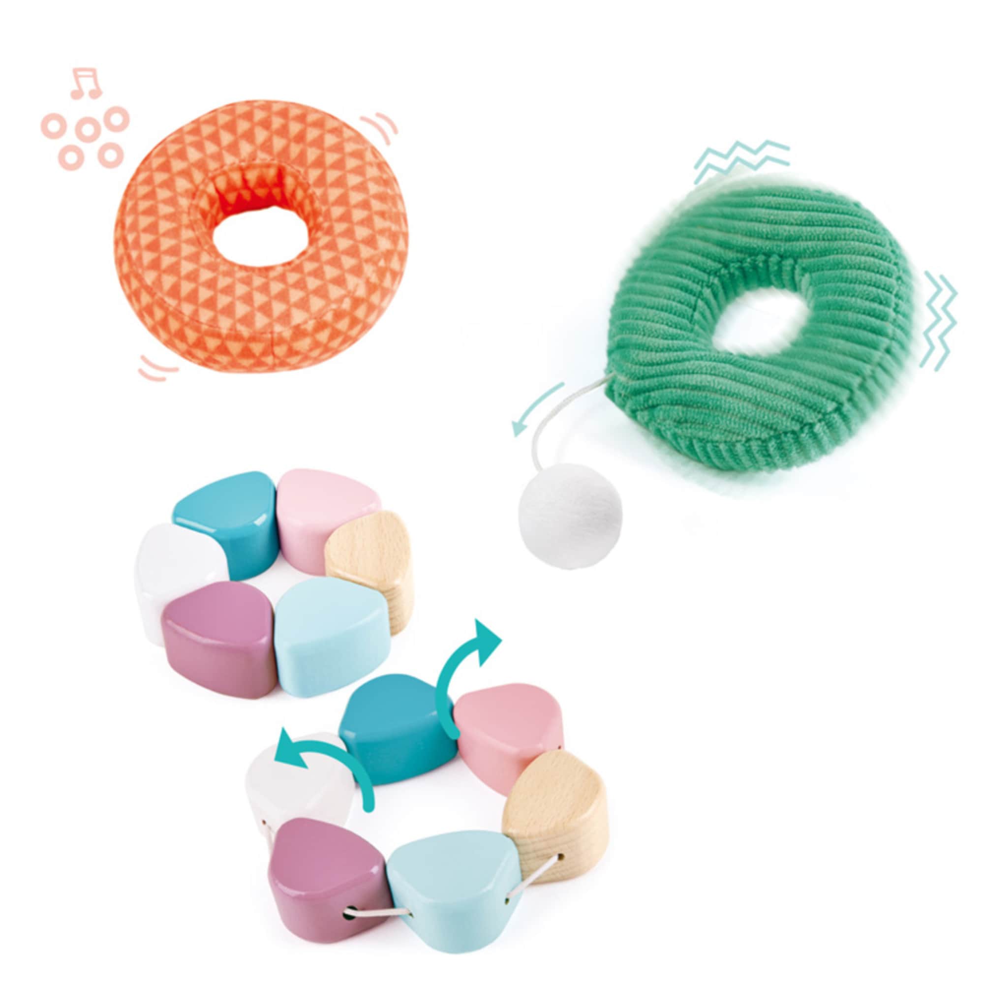 Hape Bunny Wooden Ring Stacker with Multi-Textured Rings