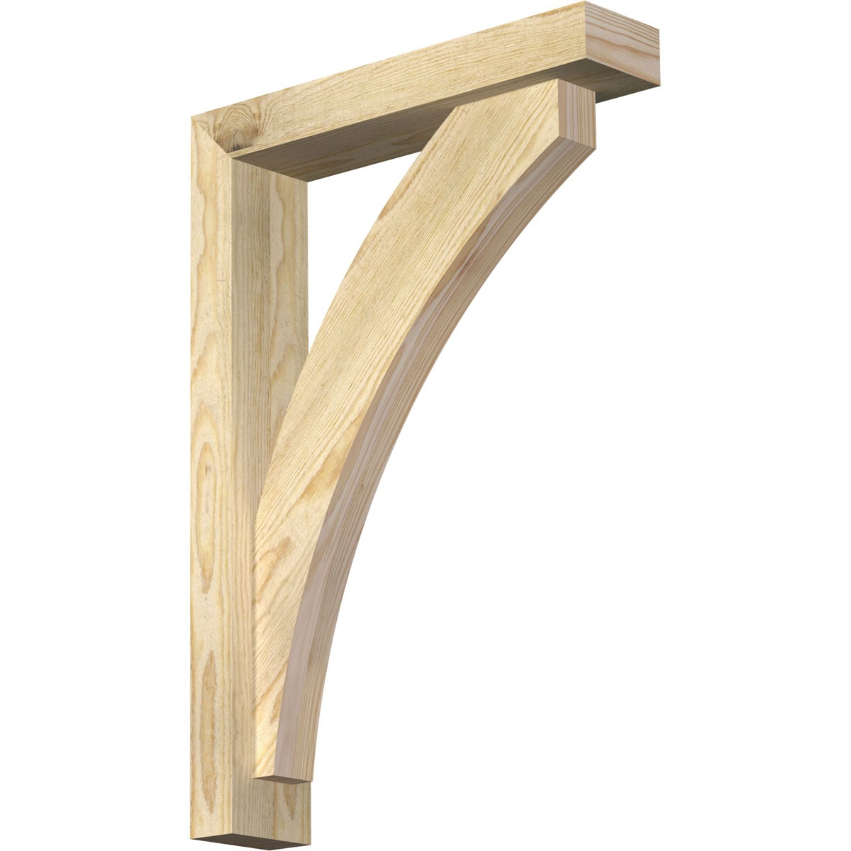 Ekena Millwork 1464014 Thorton Block Rough Sawn Bracket with Offset Brace 4-in x 18-in x 26-in Douglas fir Brown Wood Standard bracket