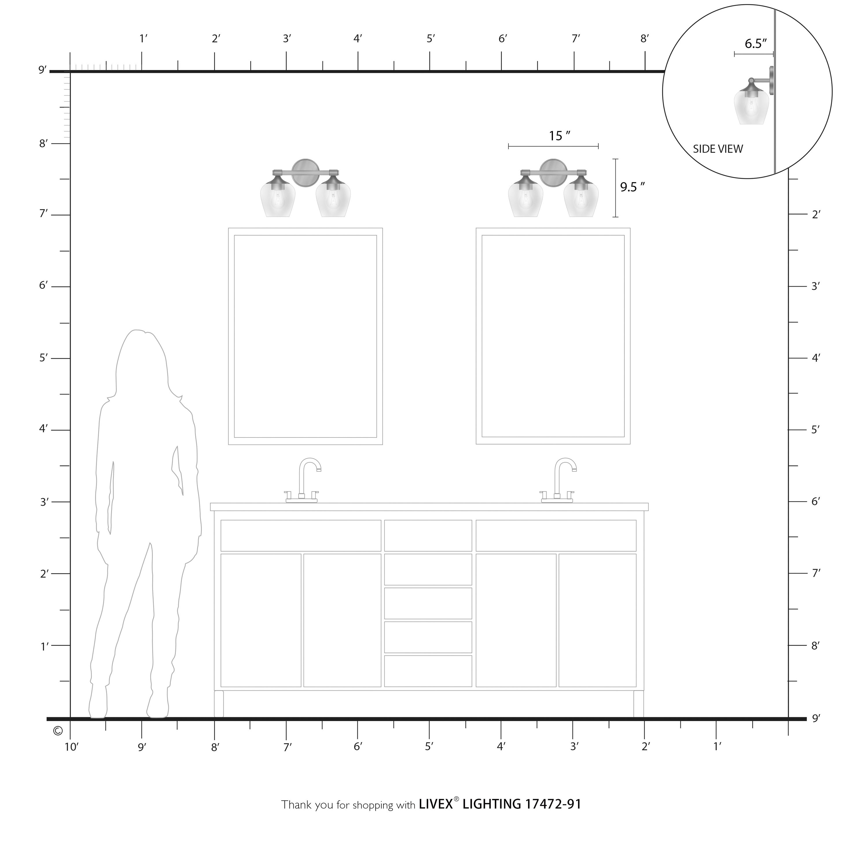Willow Brushed Nickel 2-Light Vanity Sconce with Clear Glass