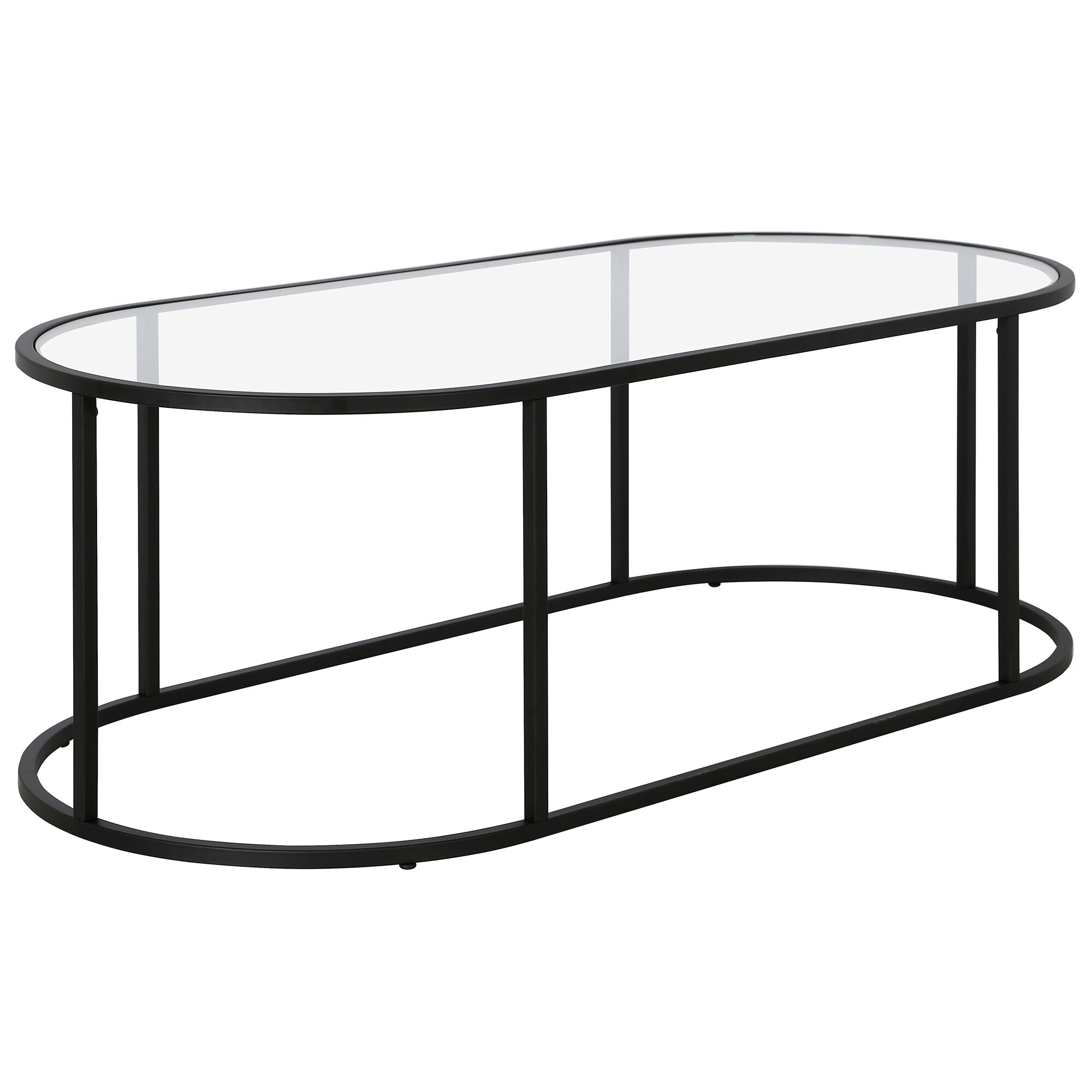 Hailey Home CT1262 Erikson Clear Glass Modern Coffee Table with Storage