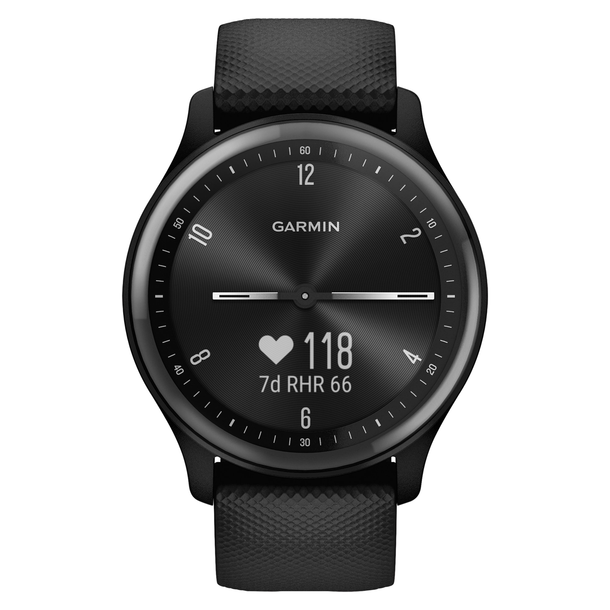 Garmin vívomove Sport Smartwatch with (Black Slate Case, Silicone in Accents) Band Fitness department Trackers the at
