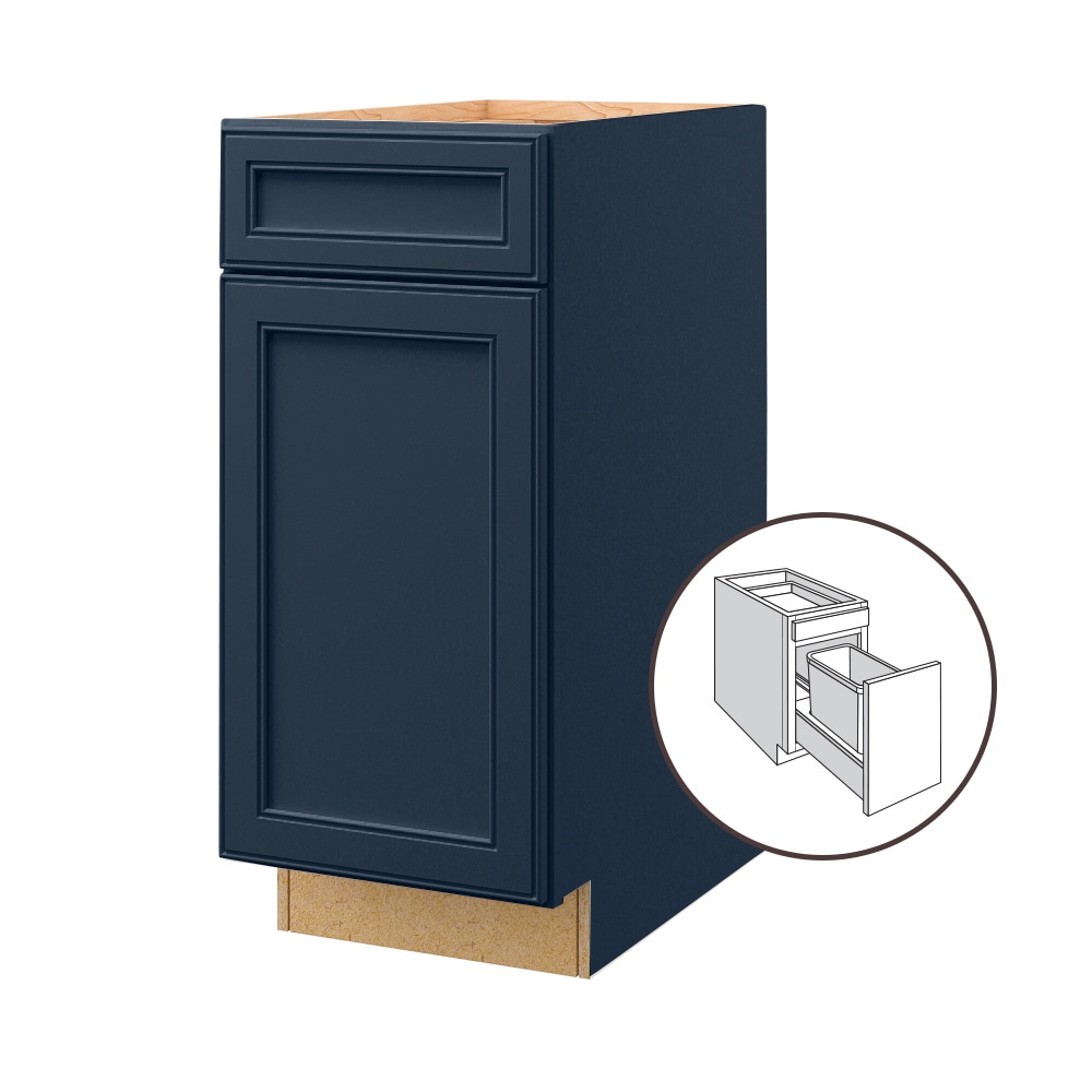 allen + roth 1574SH Southam 15-in W x 34.5-in H x 24-in D Navy Pull-out wastebasket Base Fully assembled Cabinet (Recessed Panel Square)