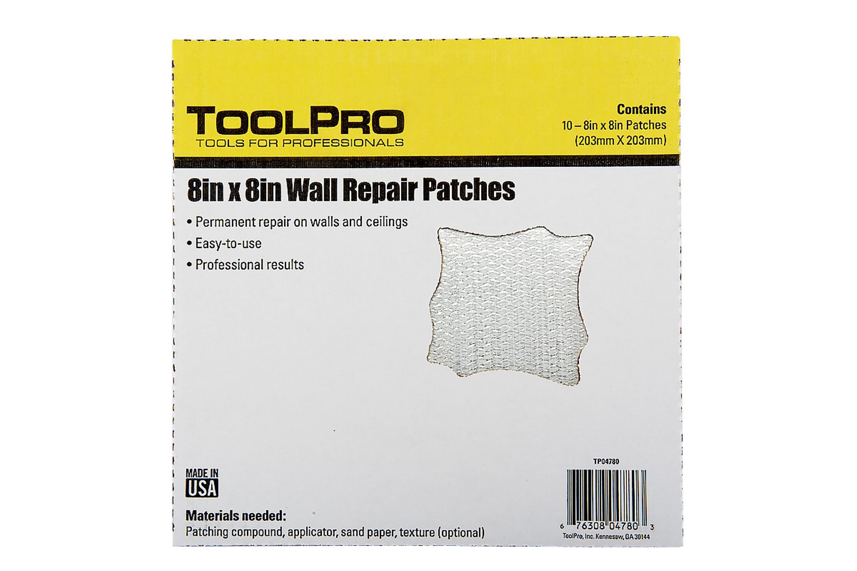 Toolpro 12 x 12 Wall Repair Patches, 10 Pack of Patches