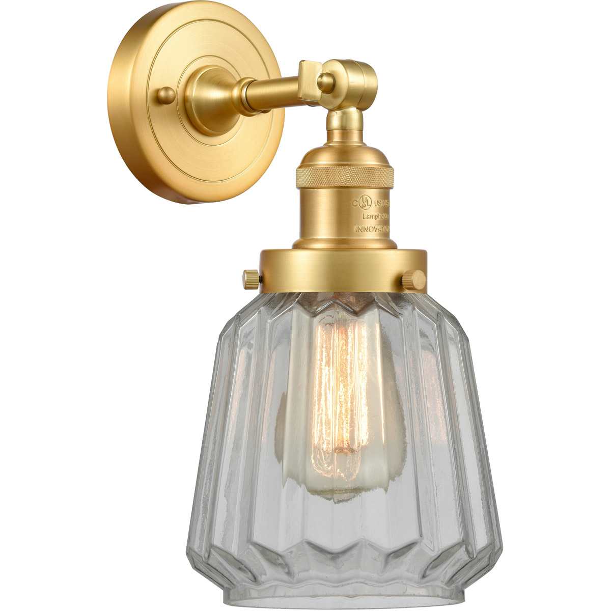 Innovations Lighting -  203-SG-G142-LED Franklin Restoration Chatham Wall Sconce Satin Gold