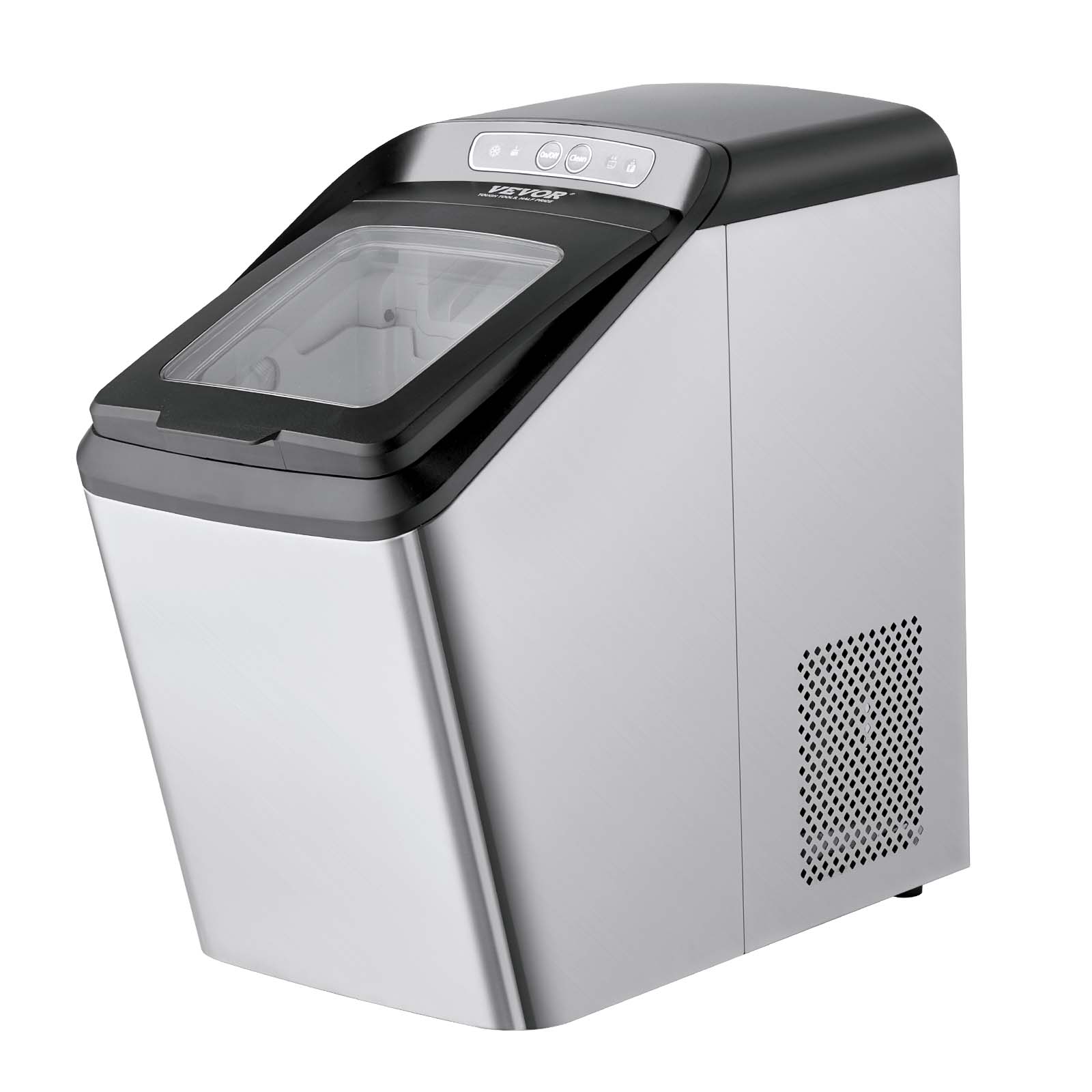 Stainless Steel Portable Nugget Ice Maker with Self-Cleaning Function