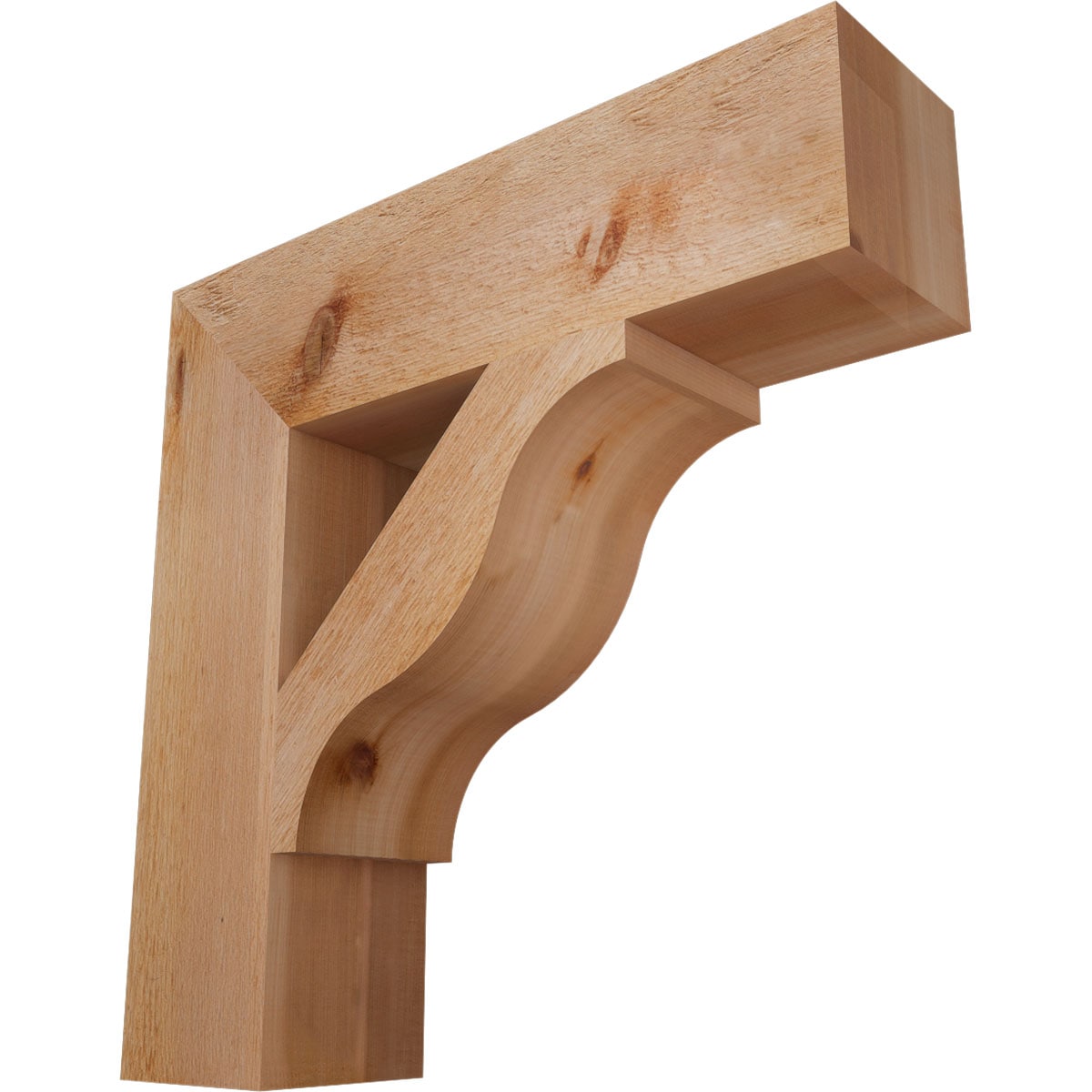 Ekena Millwork BKT06X24X24FST05RWR Funston Block Rough Sawn 6-in x 24-in x 24-in Western red cedar Brown Wood Standard bracket