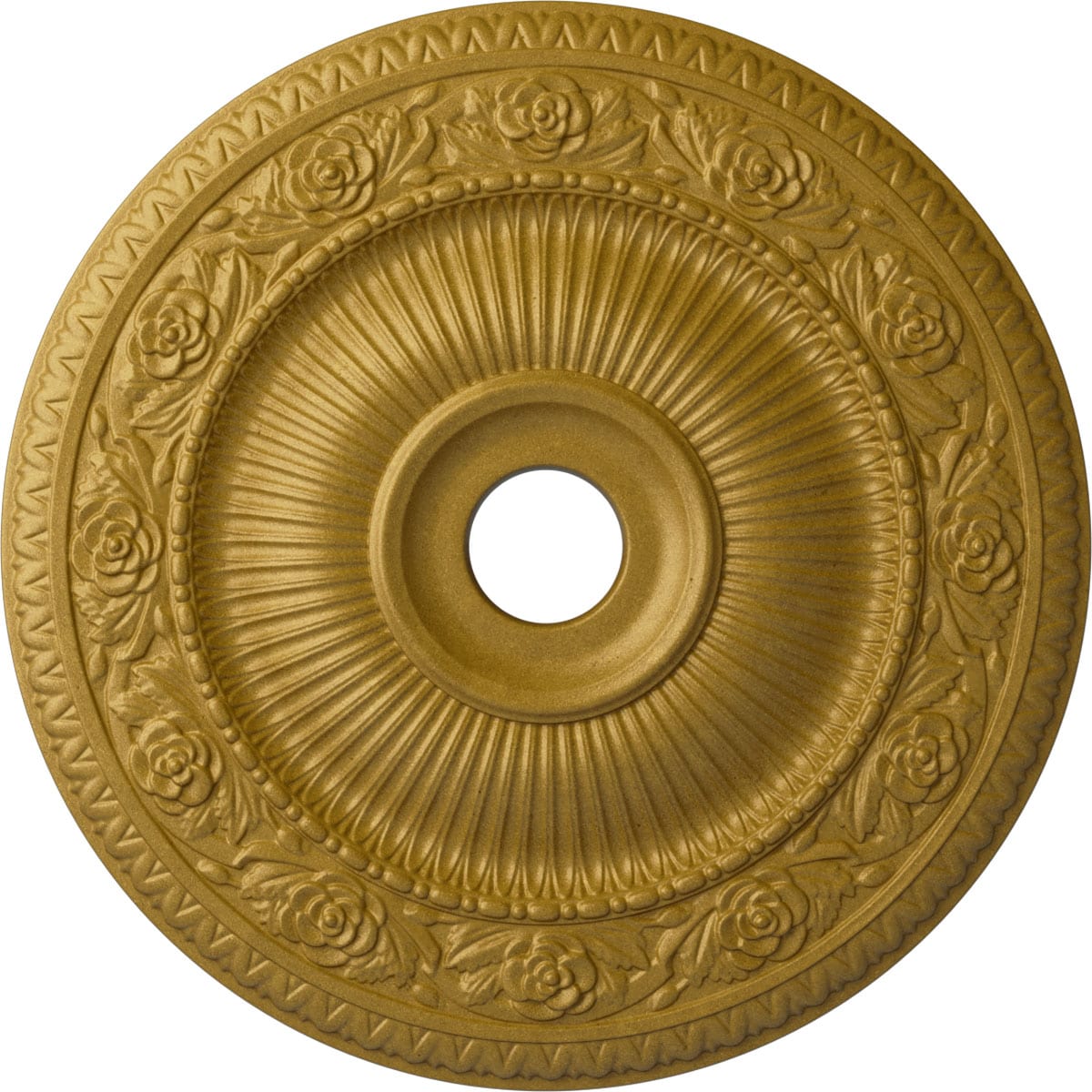 Ekena Millwork CM24LO1PGS Logan 24.25-in W x 24.25-in L Painted Pharaohs Gold Polyurethane Whole Ceiling Medallion