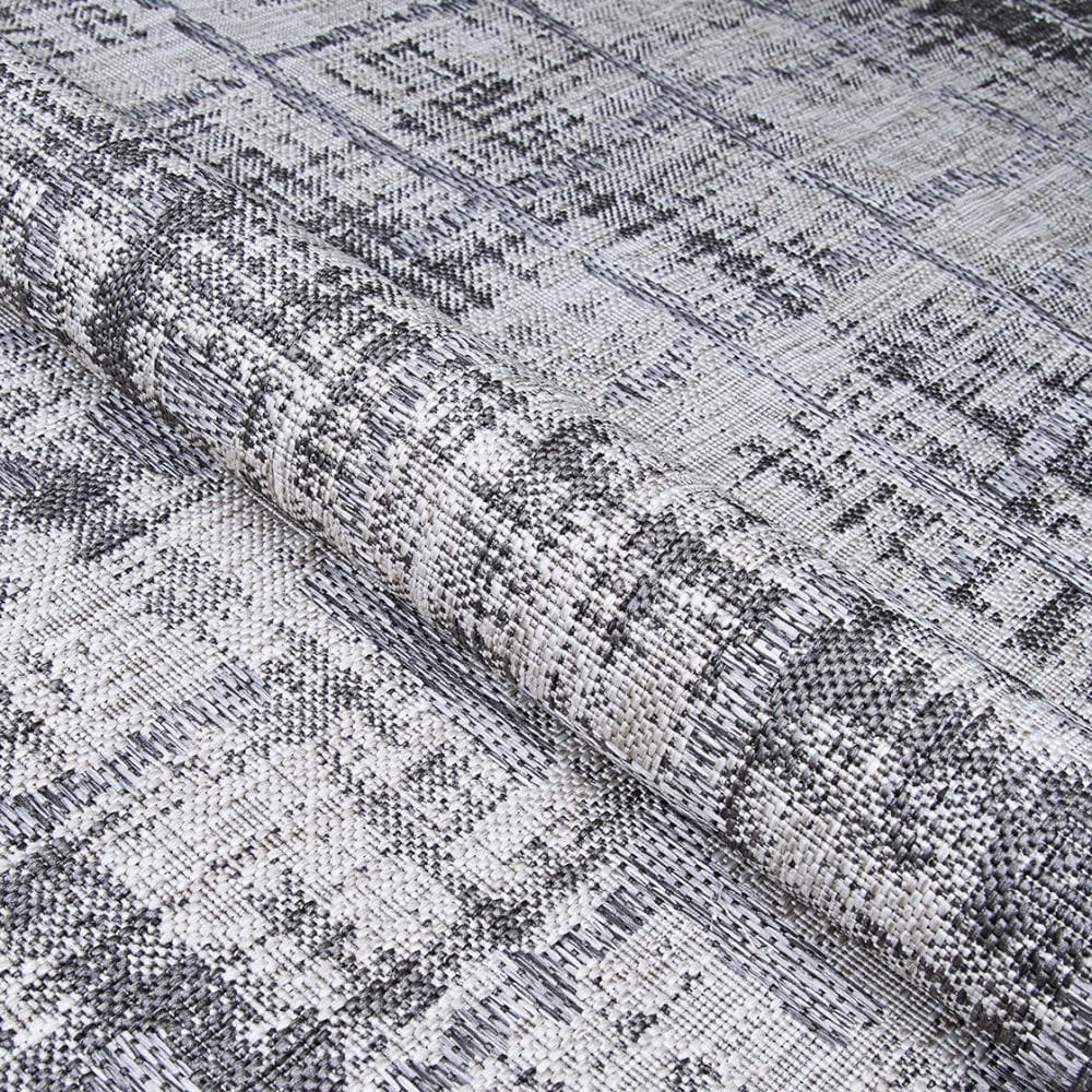 Charm Anthracite-Light Grey Flat Woven Reversible Area Rug 6 x 9