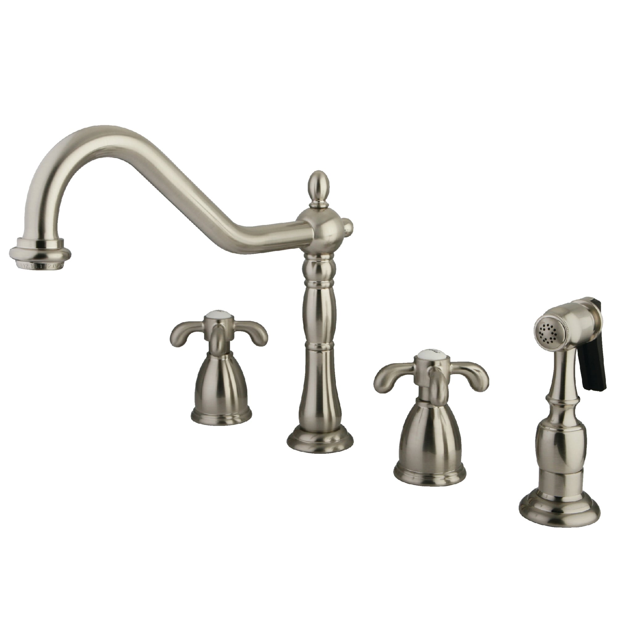 Kingston Brass WLKB1798TXBS Brushed Nickel Double Handle Deck-mount Kitchen Faucet ( Side Sprayer Included )