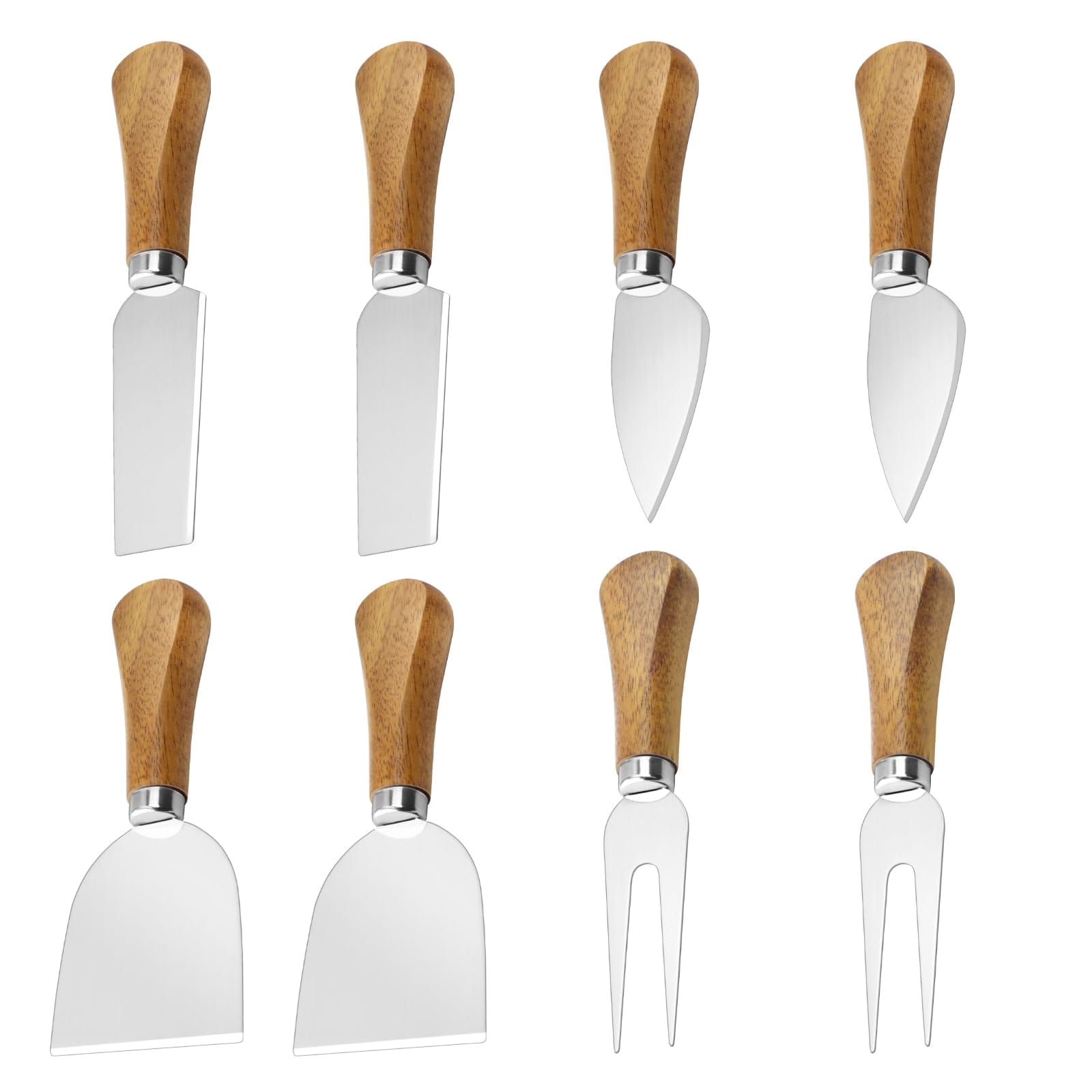 Aoibox  8 Piece Stainless Steel Cheese Knife Set with Wooden Handles for Charcuterie Board Dishwasher Safe Set